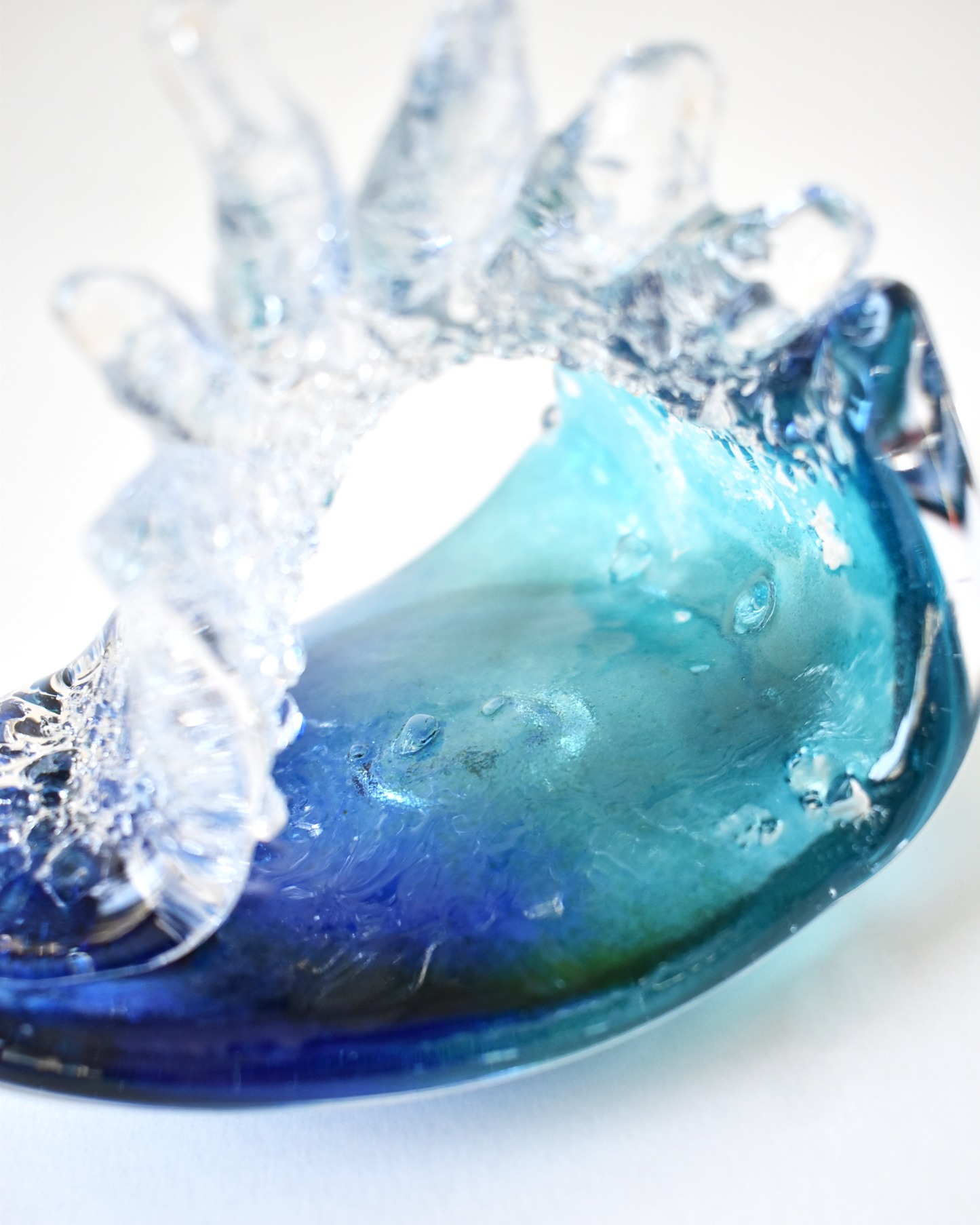 Mini Aqua Crest Wave Glass Sculpture