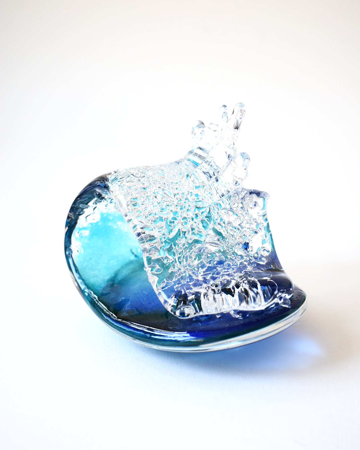 Mini Aqua Crest Wave Glass Sculpture