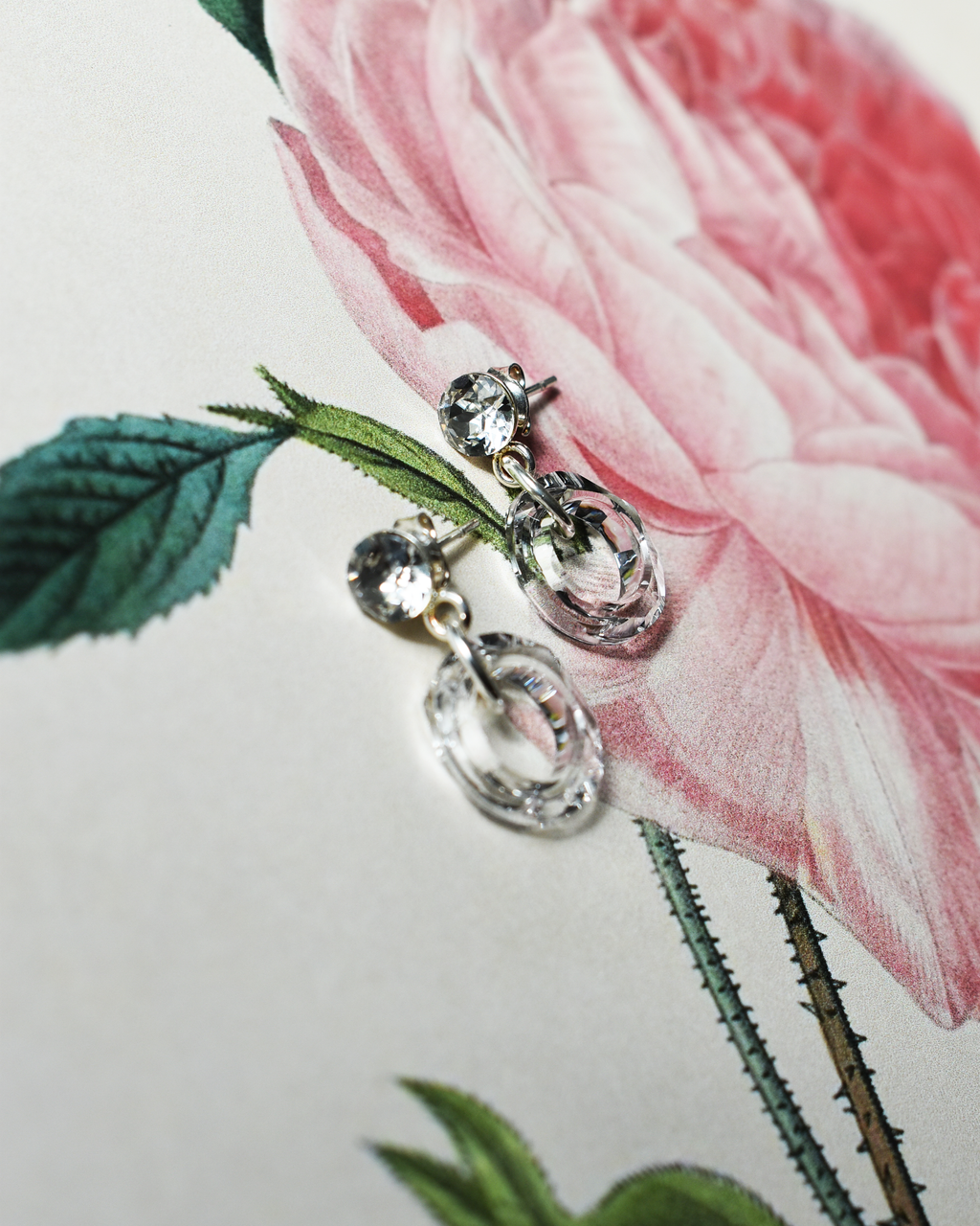 Clear Crystal Hoop Drop Earrings