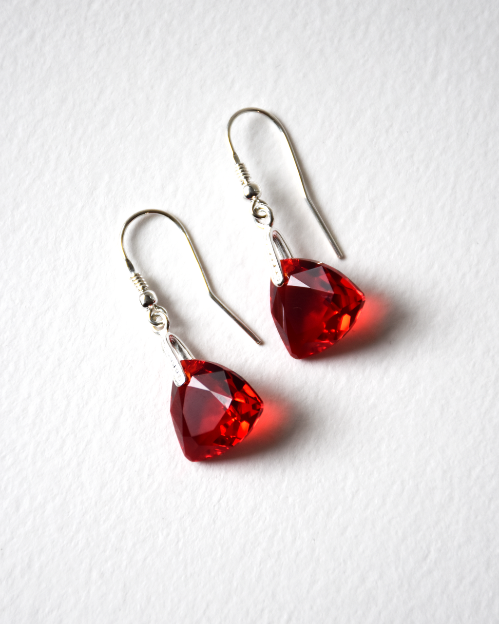 Red Trilliant Crystal Drop Earrings