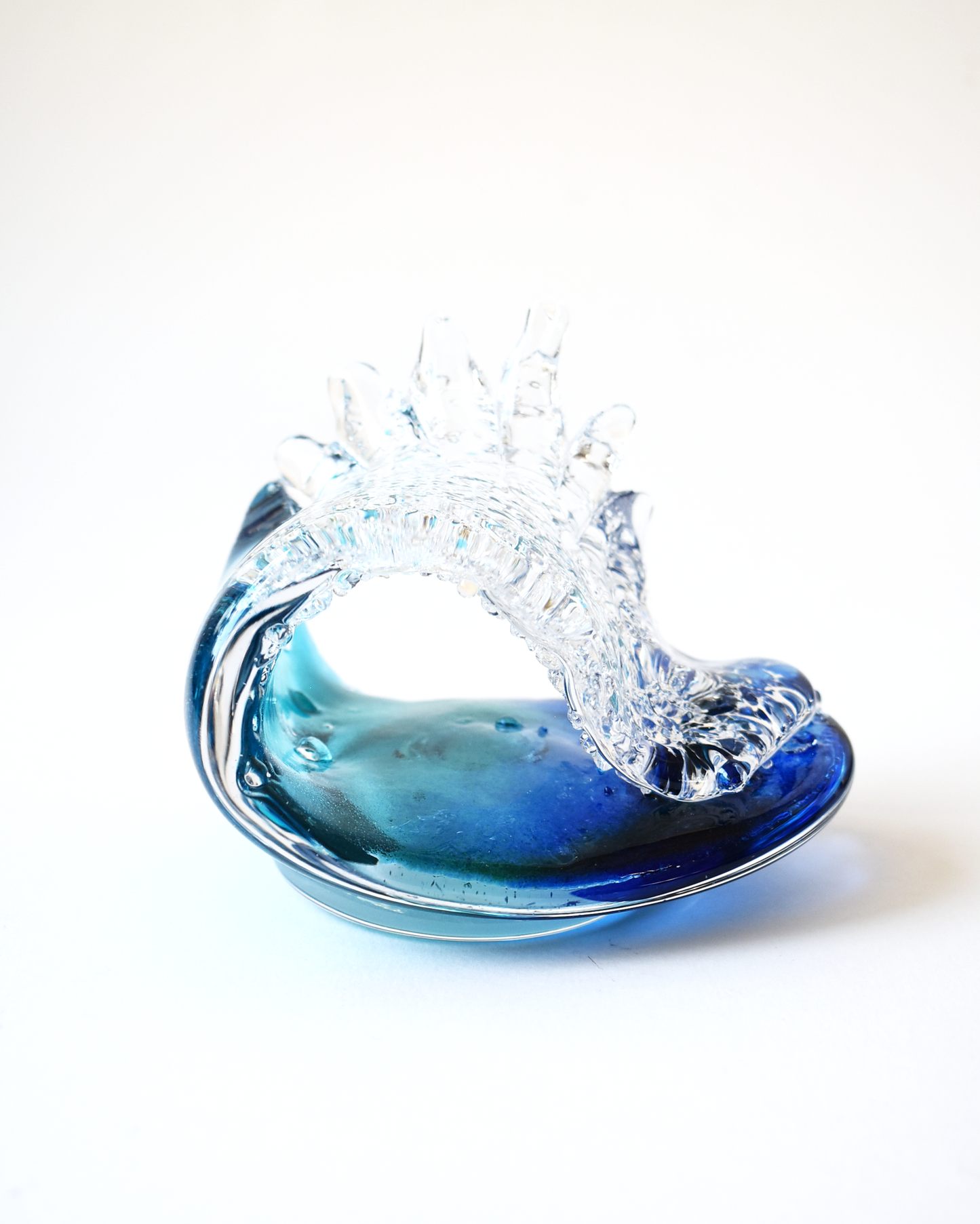 Mini Aqua Crest Wave Glass Sculpture