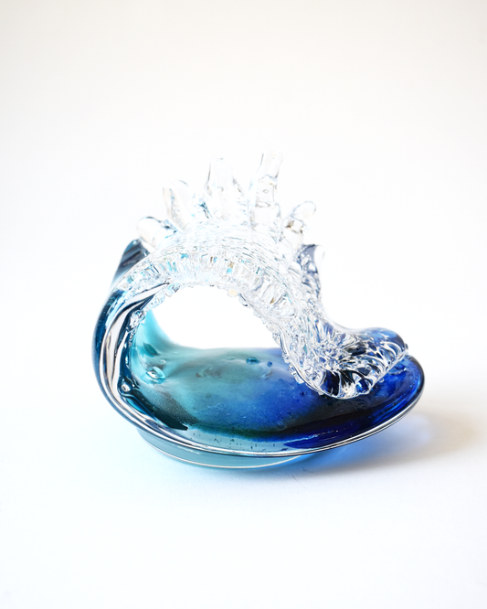 Mini Aqua Crest Wave Glass Sculpture