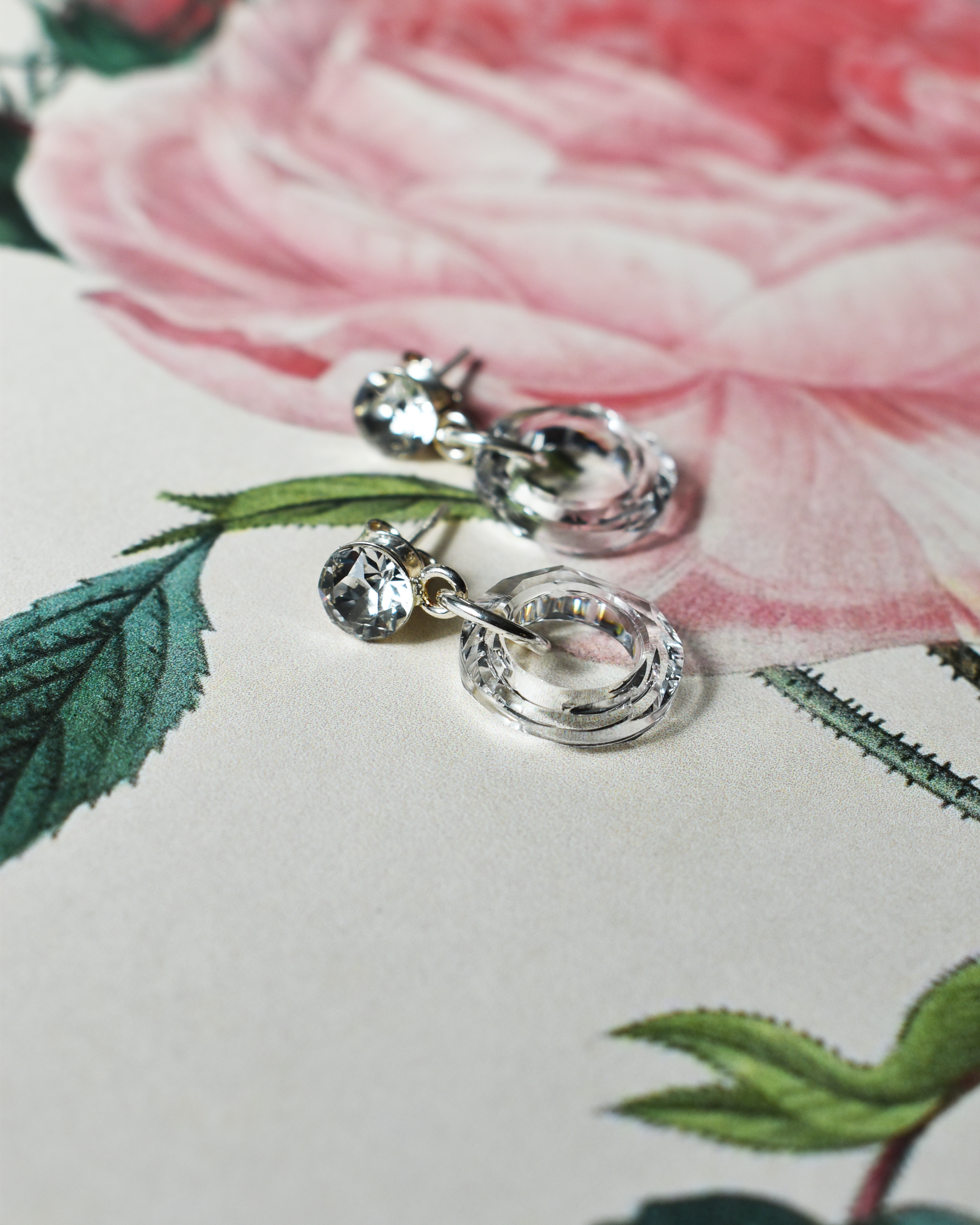 Clear Crystal Hoop Drop Earrings