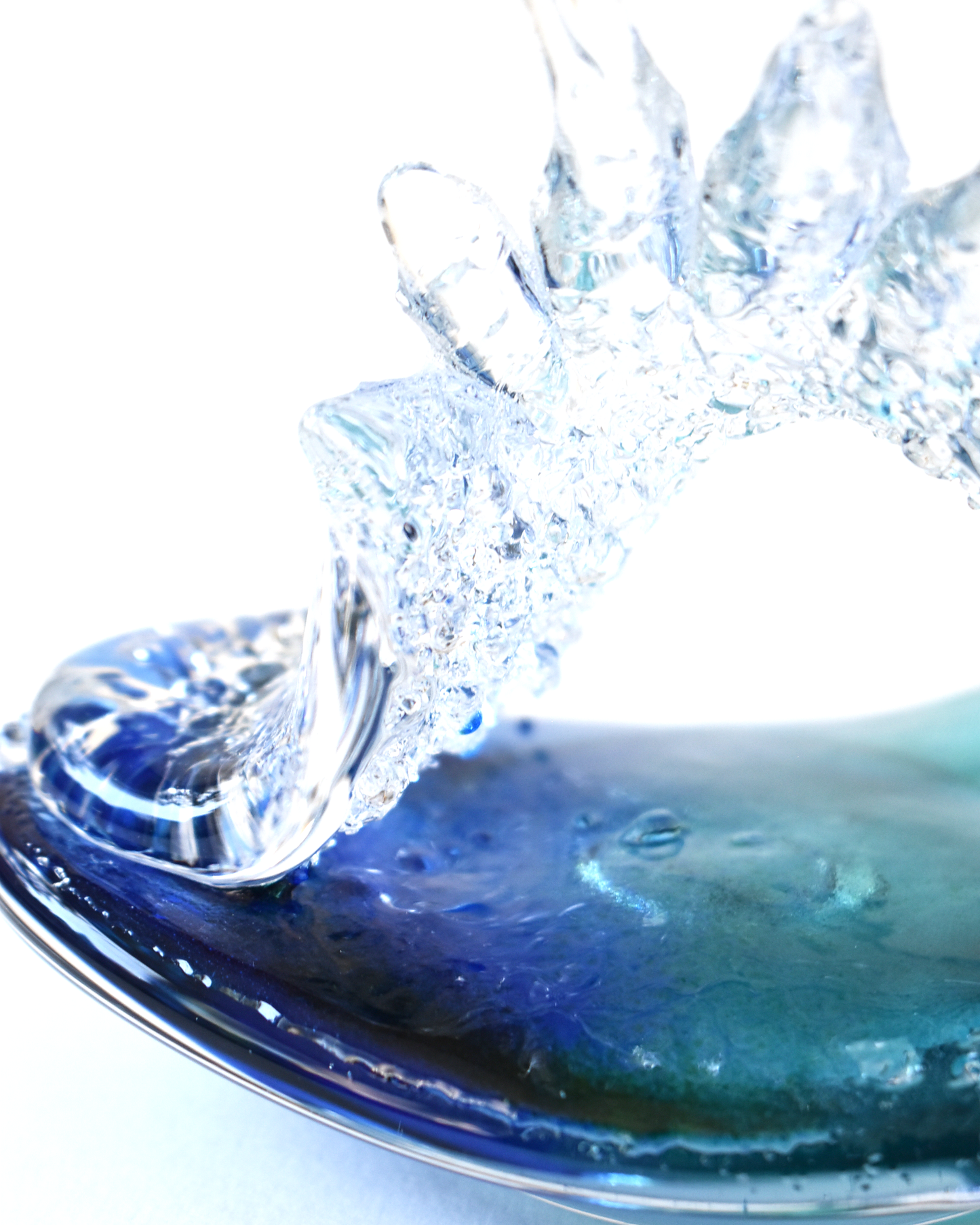 Mini Aqua Crest Wave Glass Sculpture