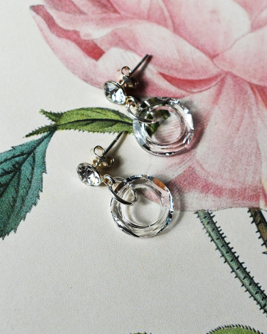 Clear Crystal Hoop Drop Earrings
