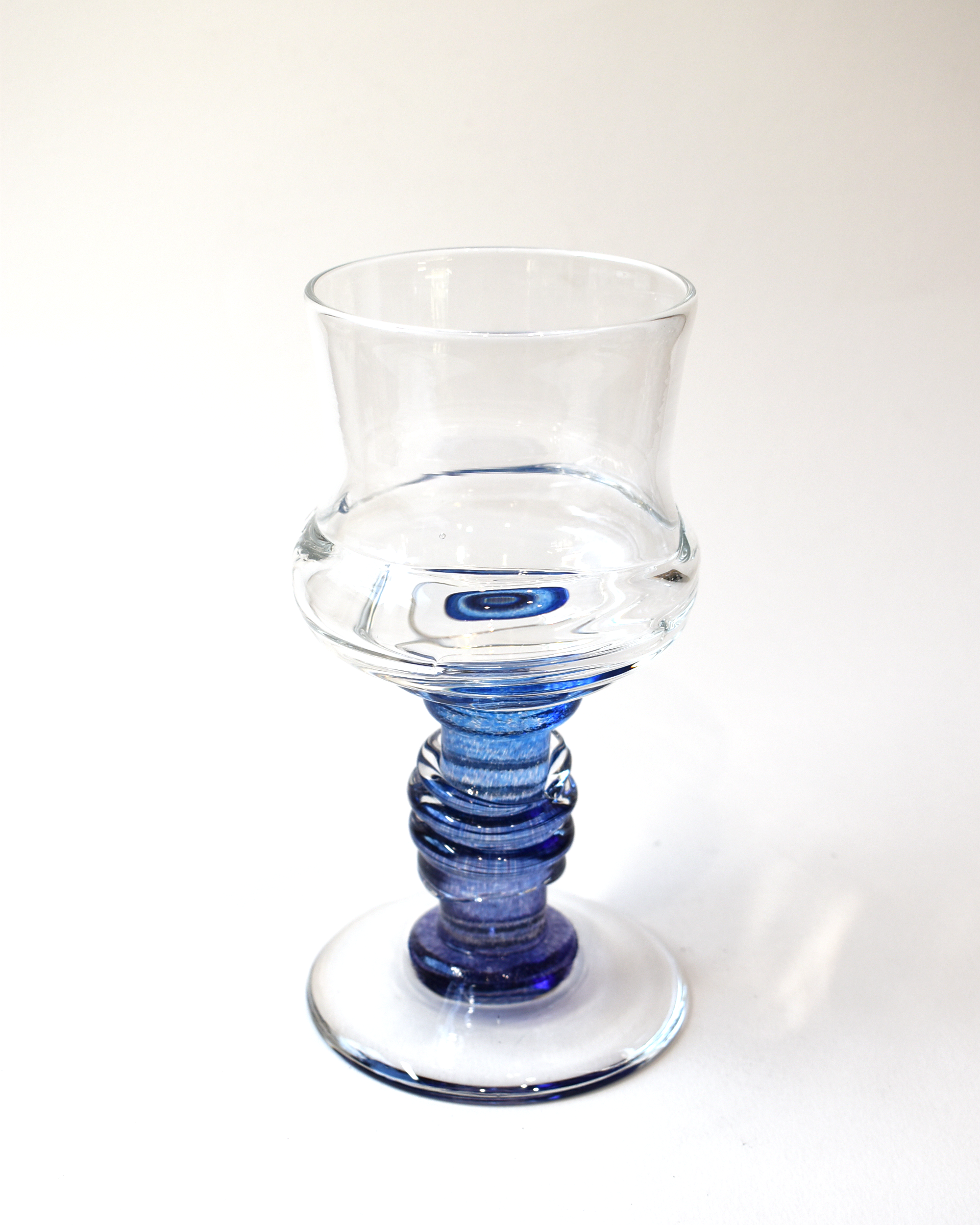 Blue & Purple Ripple Blown Wine Glass