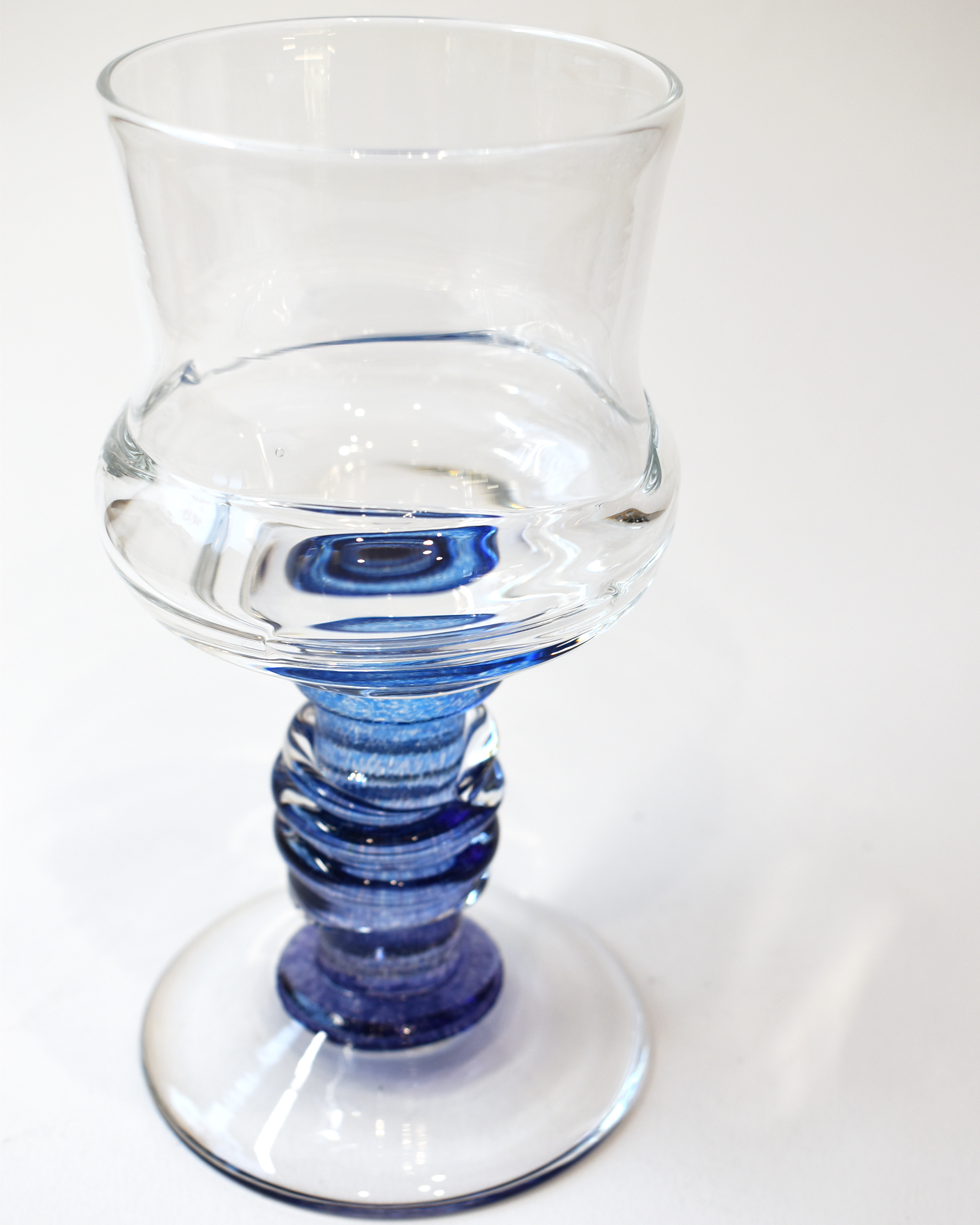 Blue & Purple Ripple Blown Wine Glass