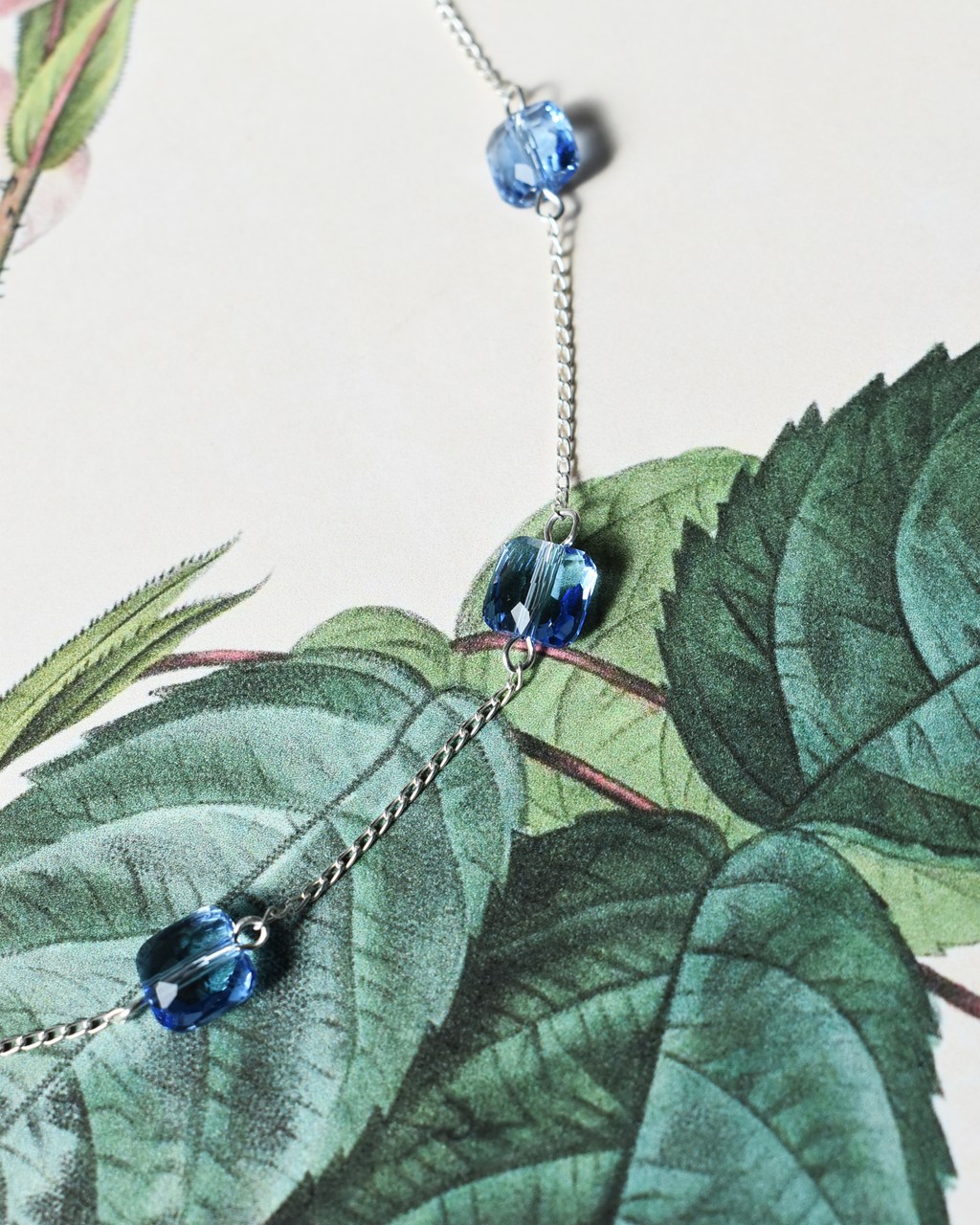 Luminous Blue & Grey Crystal Necklace