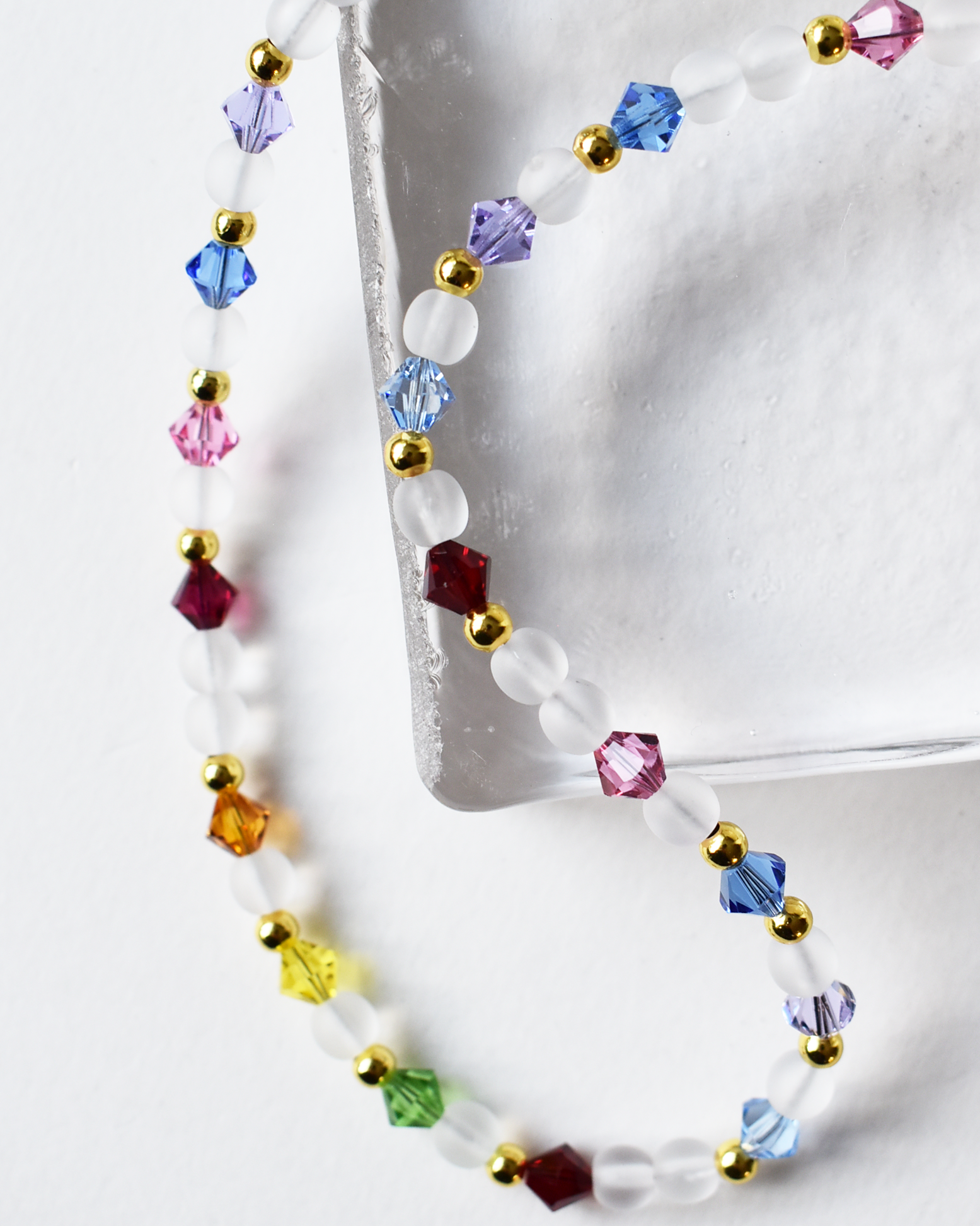 'Frosted Rainbow' Short Beaded Necklace