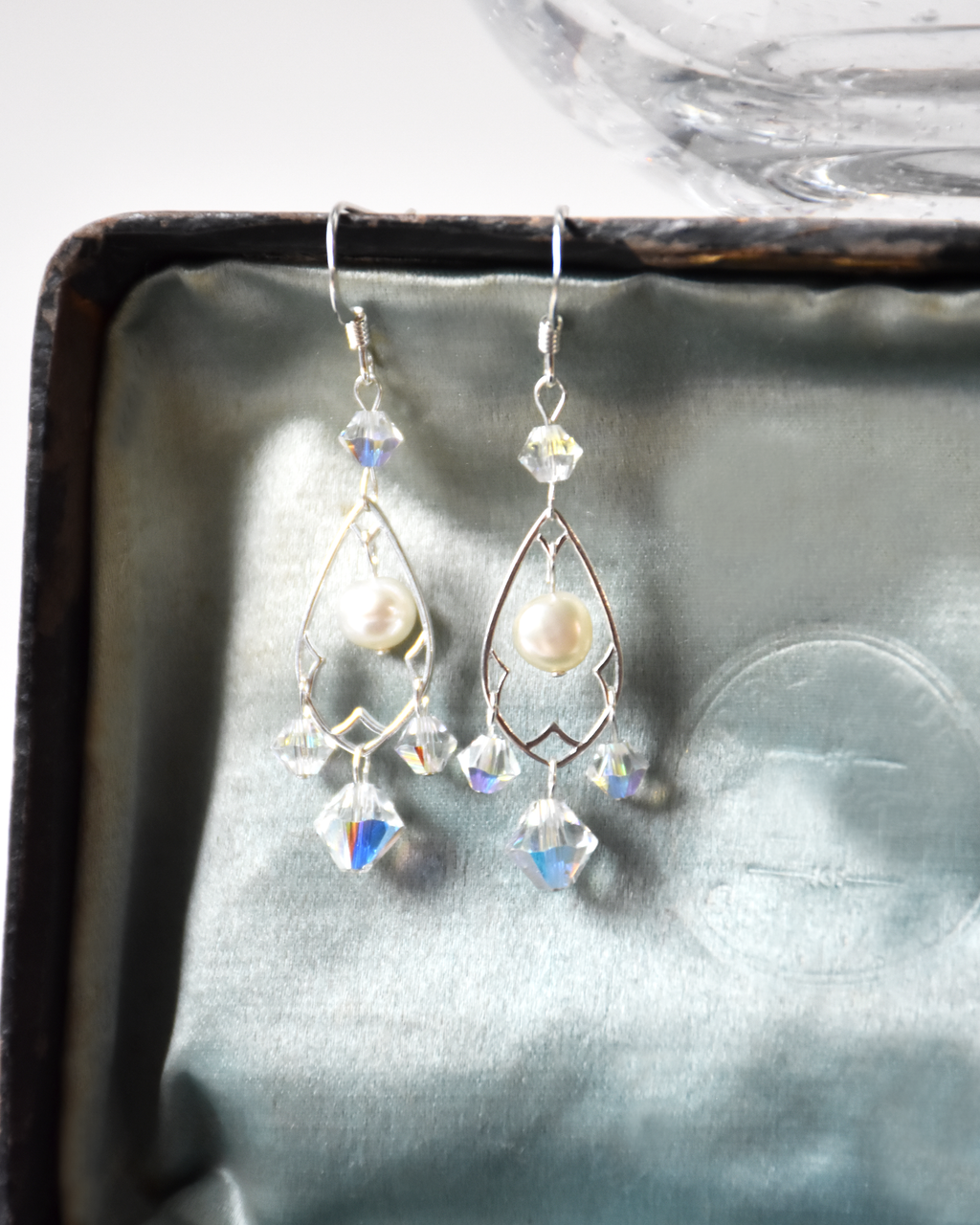 Iridescent Pearl Chandelier Earrings