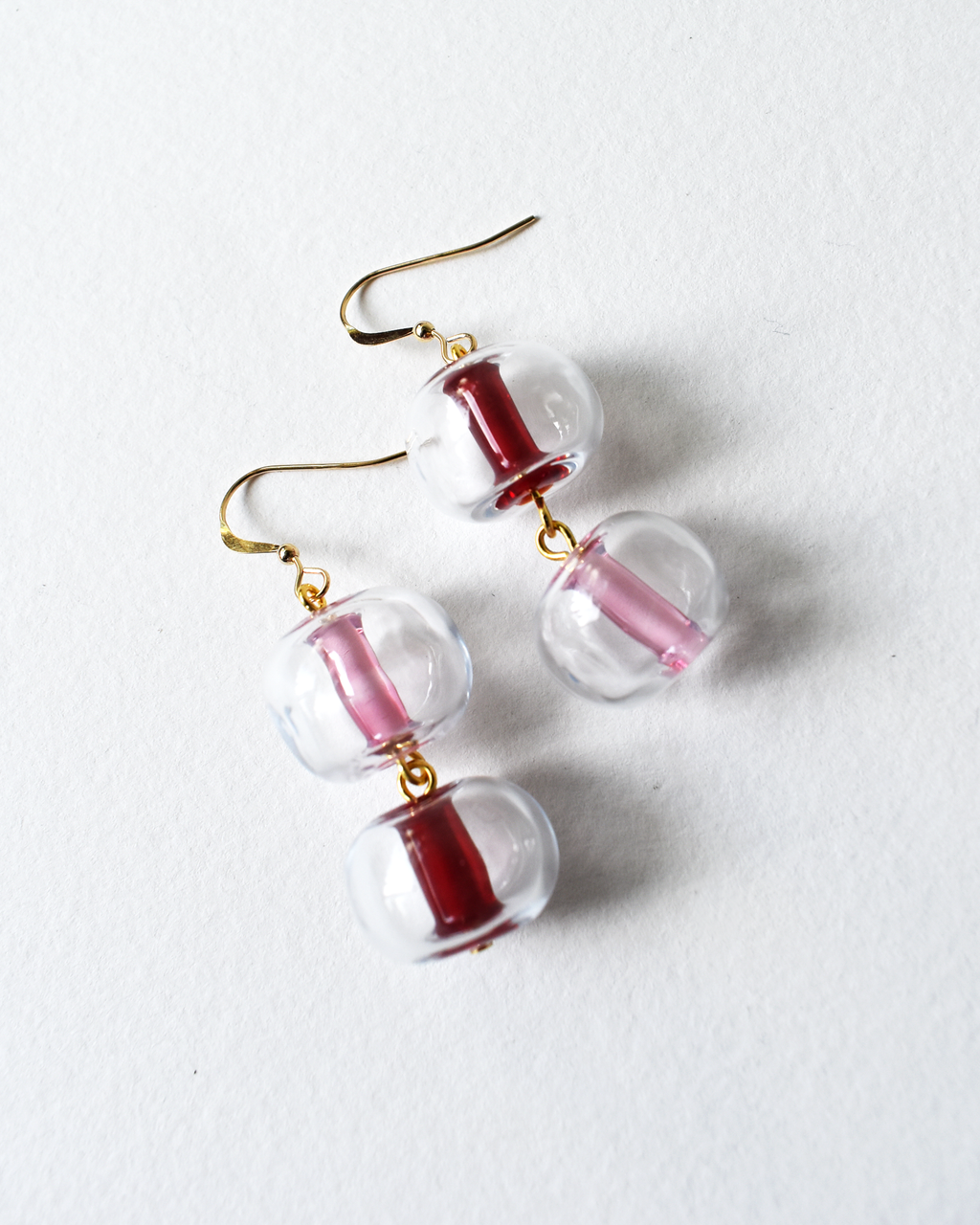Pink & Red Blown Globe Hook Earrings