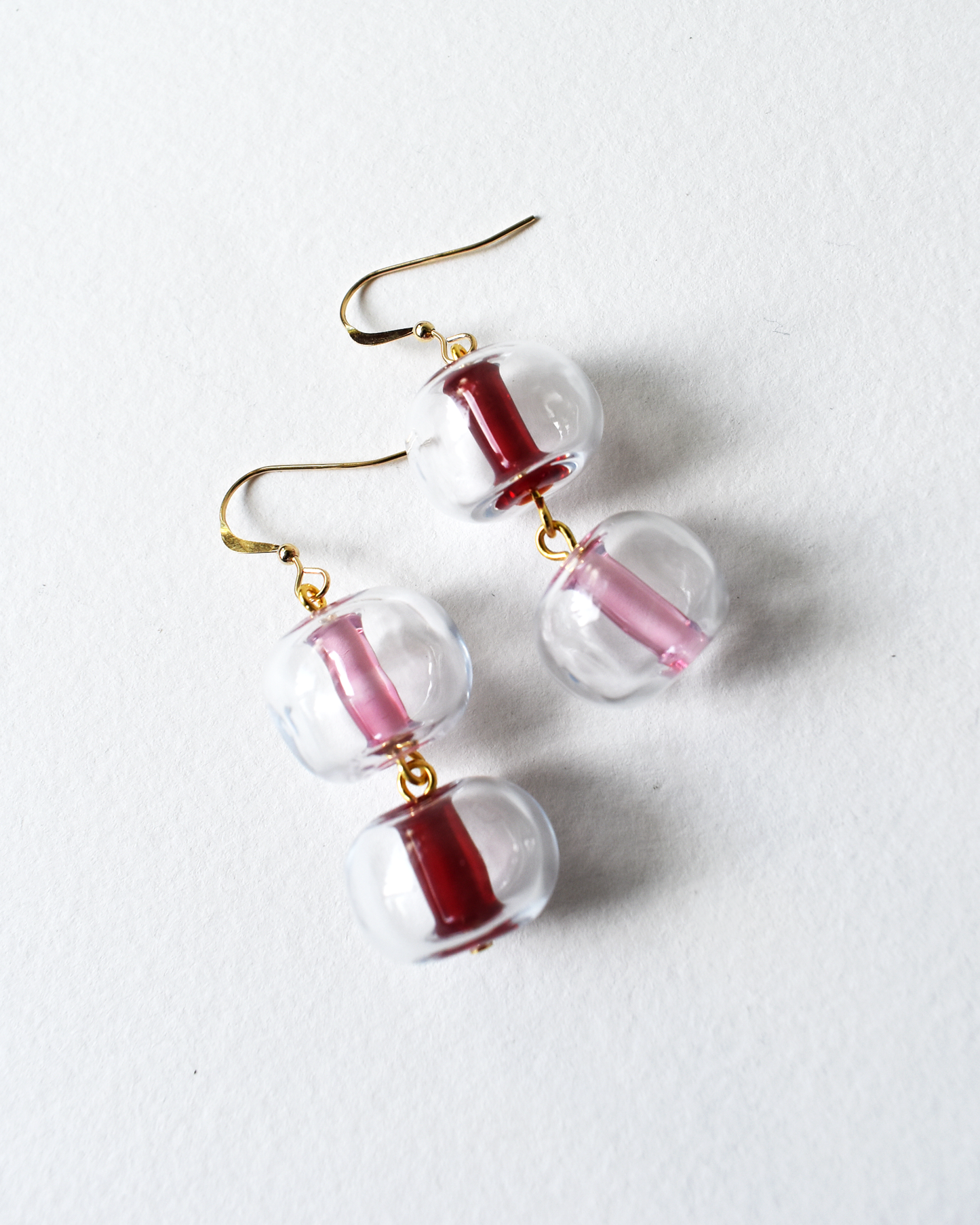 Pink & Red Blown Globe Hook Earrings