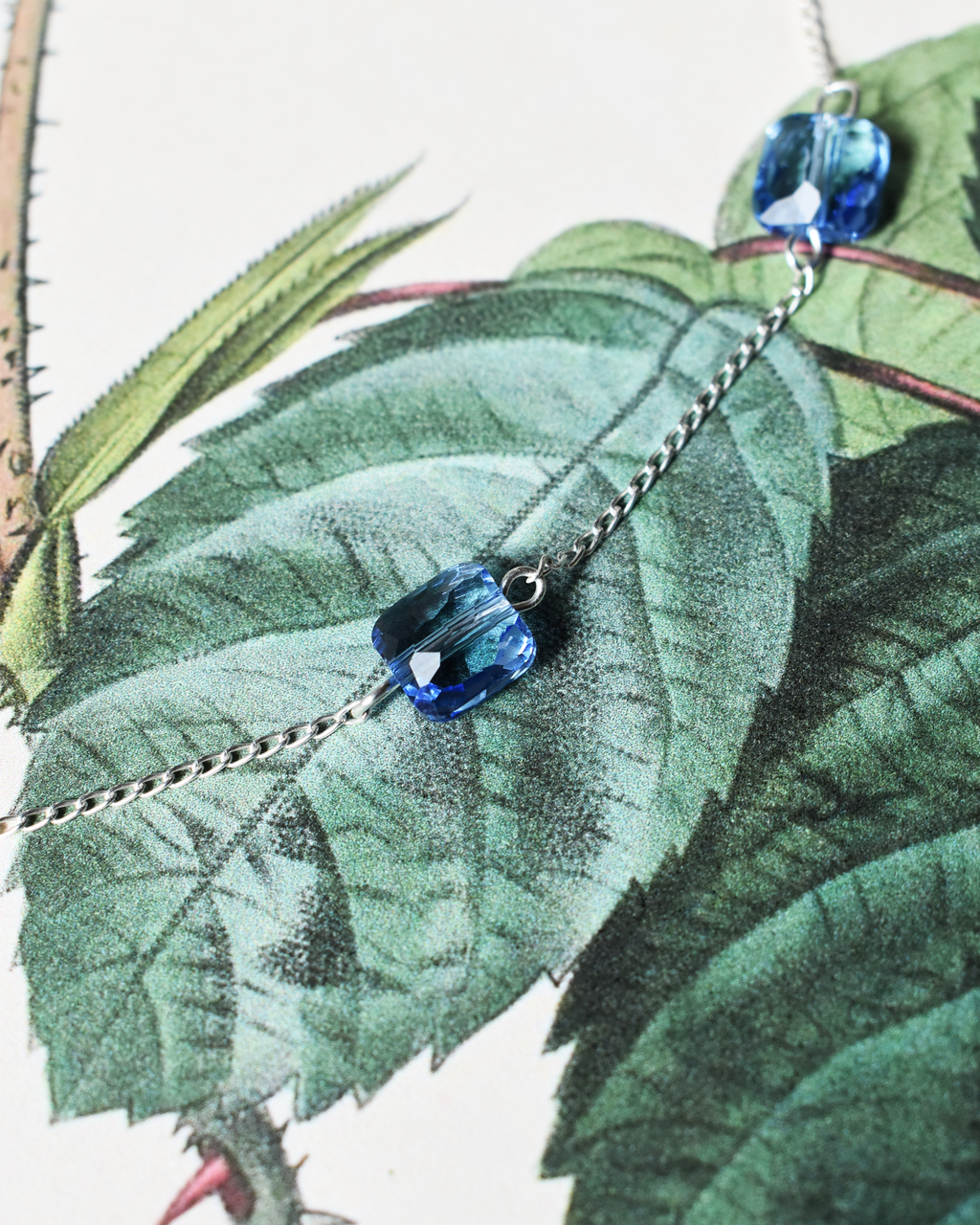 Luminous Blue & Grey Crystal Necklace