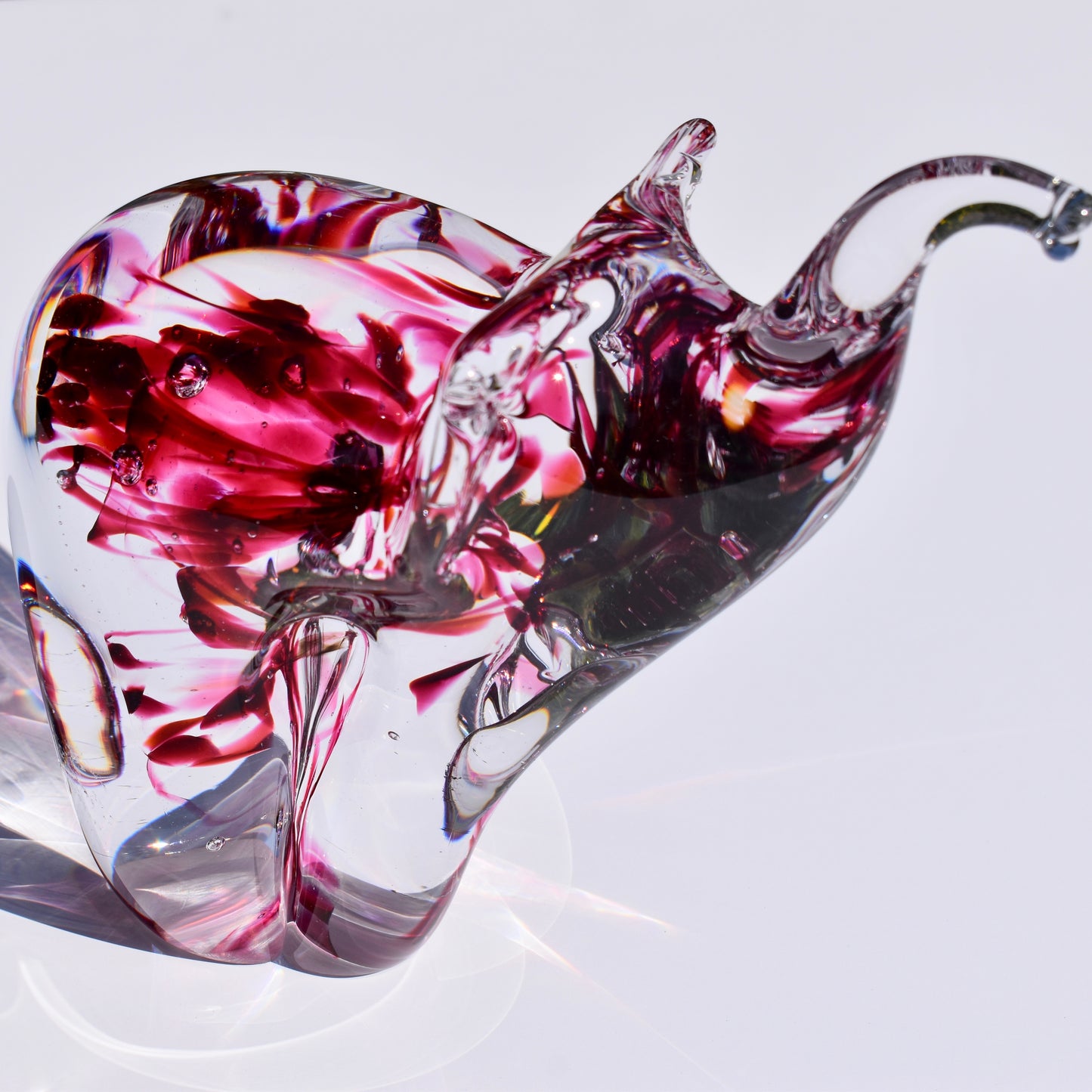 Streaky Pink Twist Glass Elephant - Corley Studio Shop