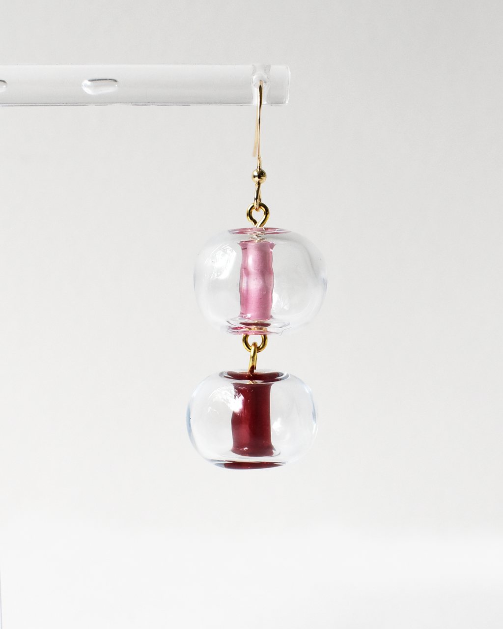 Pink & Red Blown Globe Hook Earrings