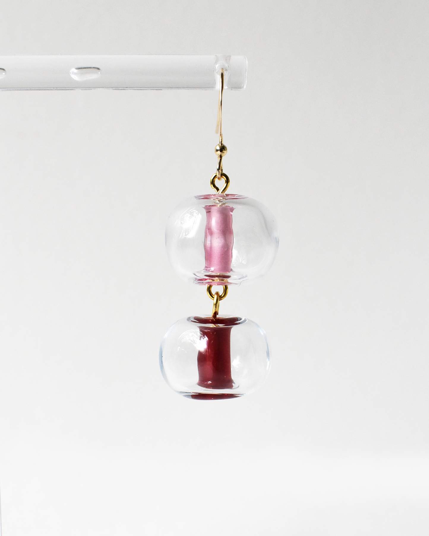 Pink & Red Blown Globe Hook Earrings