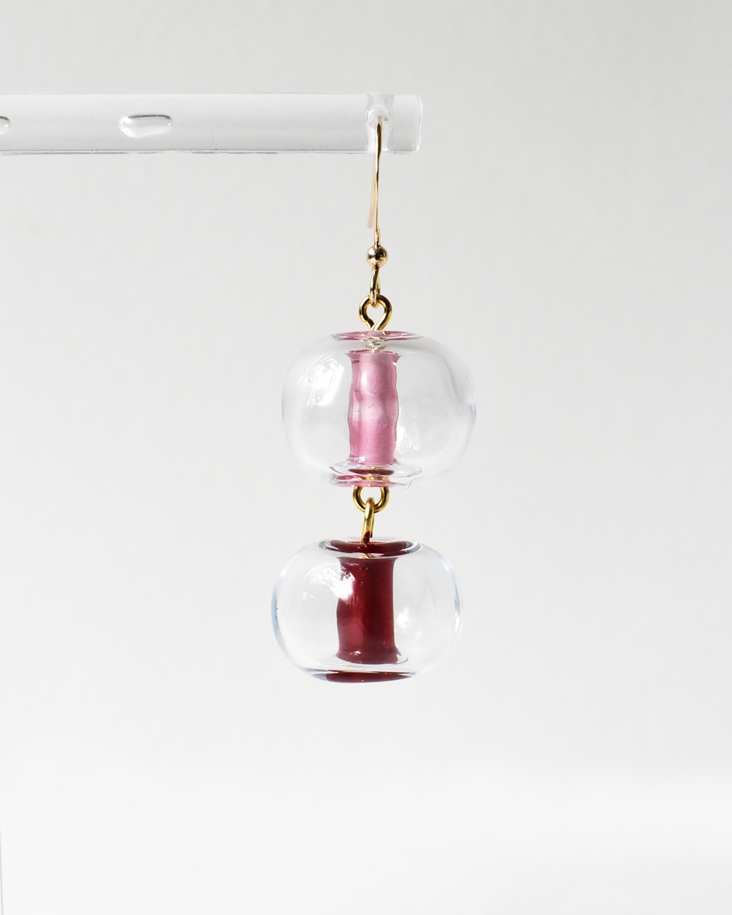 Pink & Red Blown Globe Hook Earrings