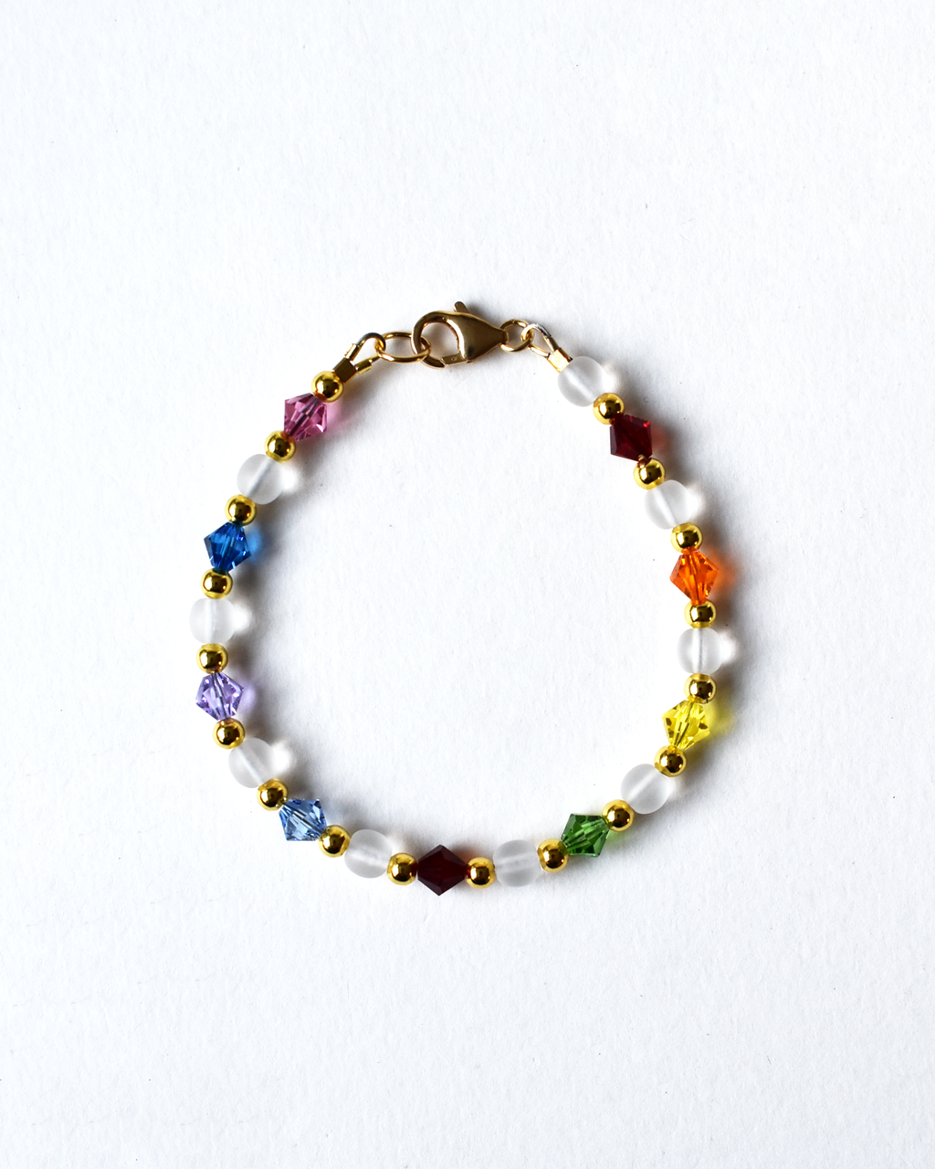 'Frosted Rainbow' Gold Beaded Bracelet