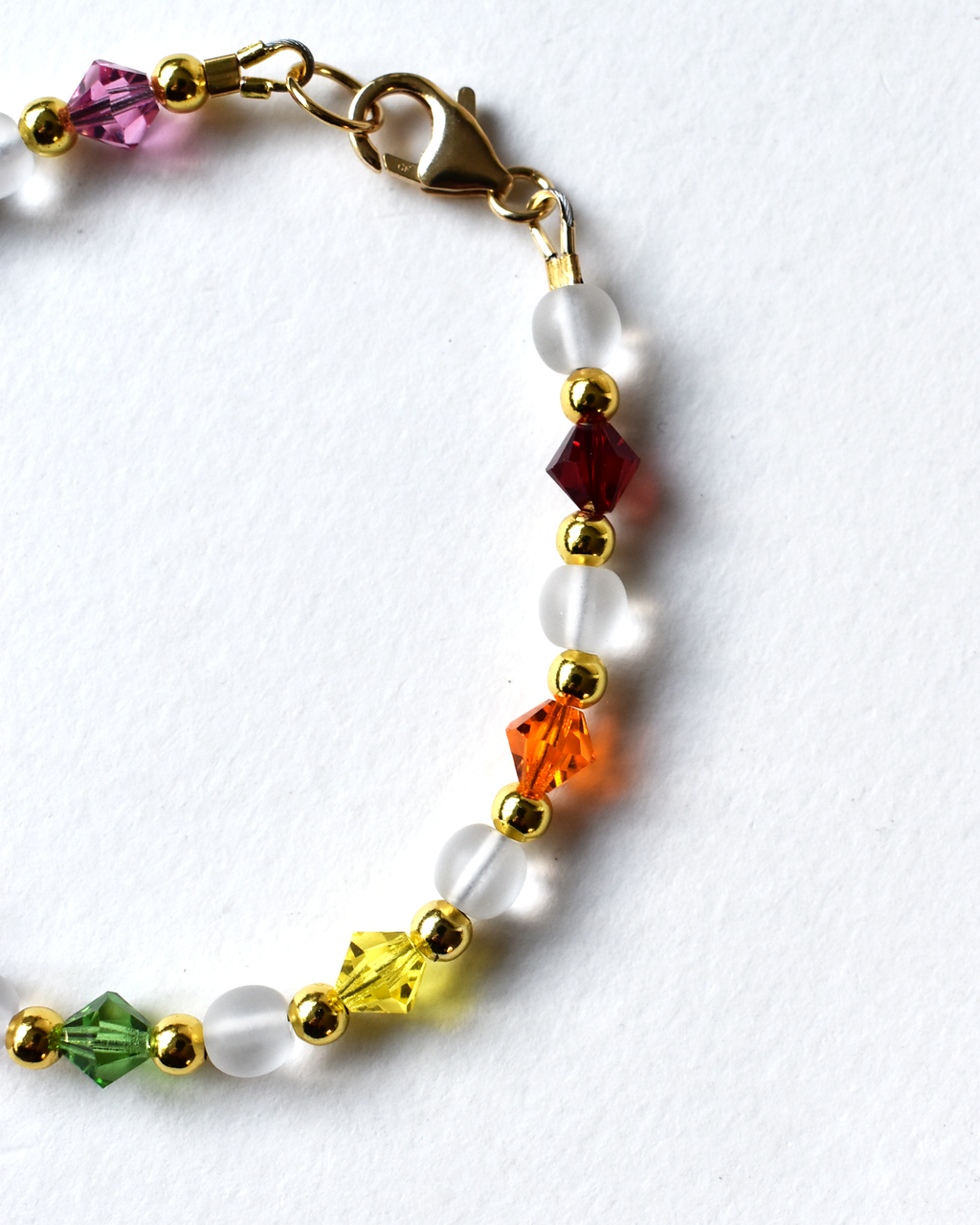 'Frosted Rainbow' Gold Beaded Bracelet