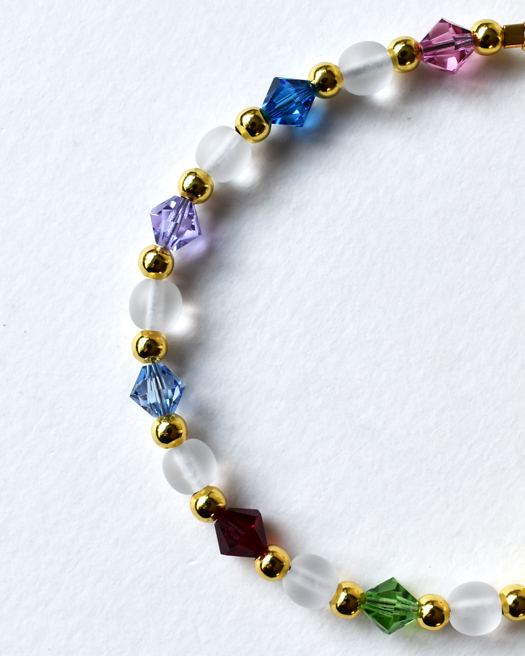 'Frosted Rainbow' Gold Beaded Bracelet