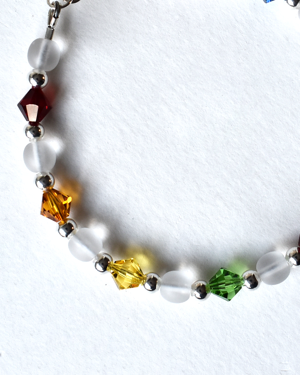 'Frosted Rainbow' Silver Beaded Bracelet