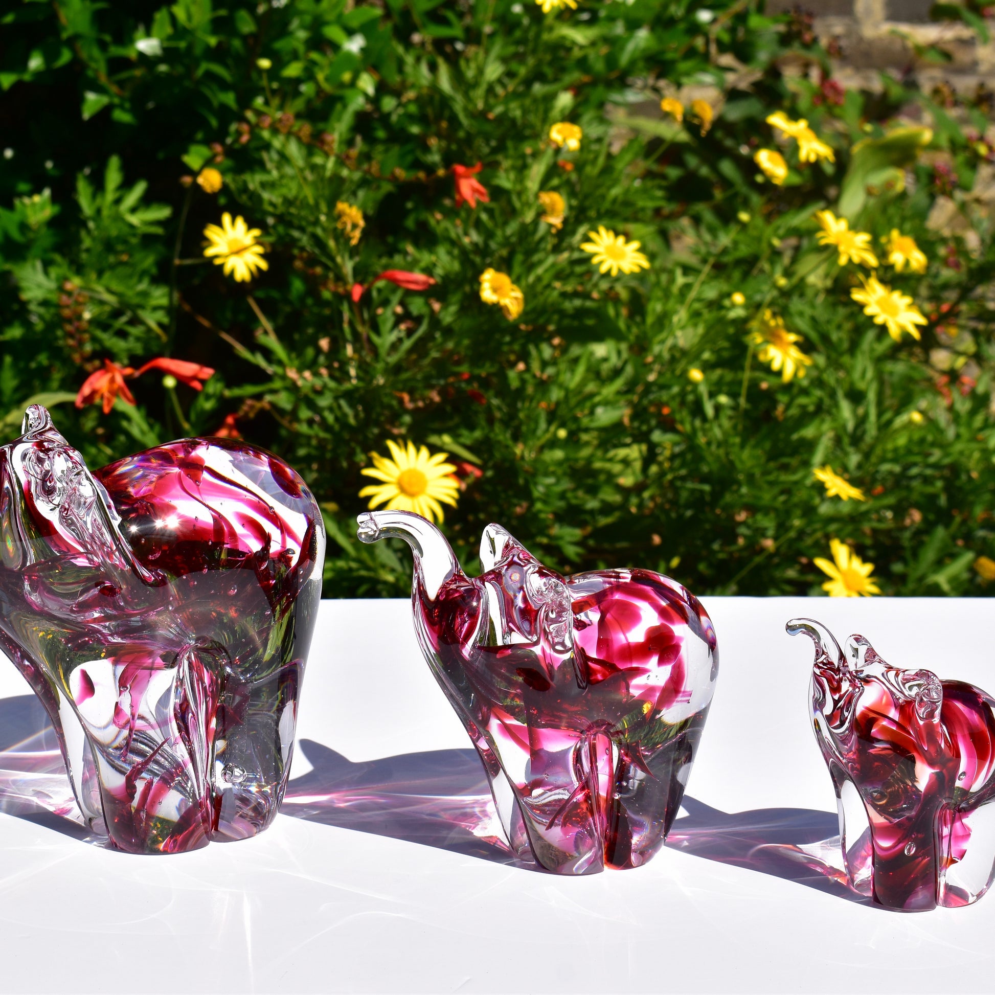 Streaky Pink Twist Glass Elephant - Corley Studio Shop