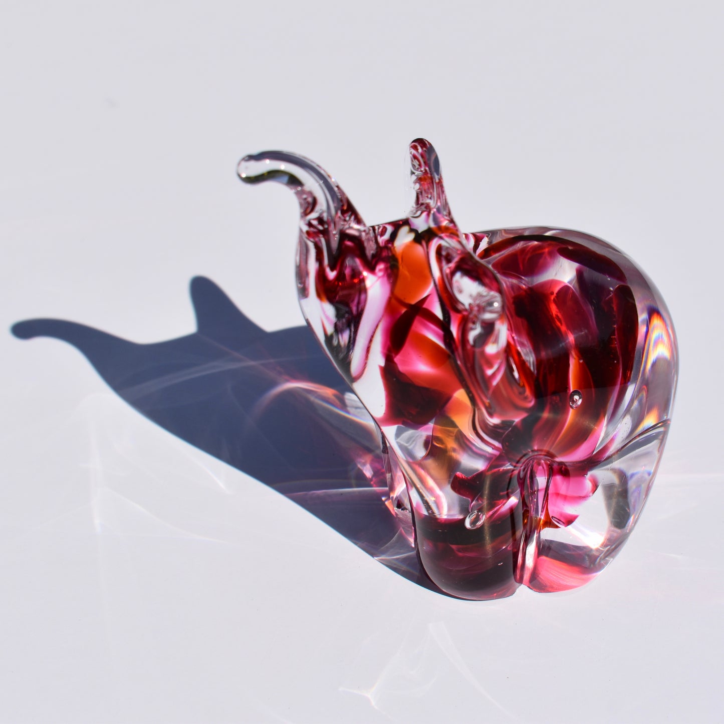 Streaky Pink Twist Glass Elephant - Corley Studio Shop