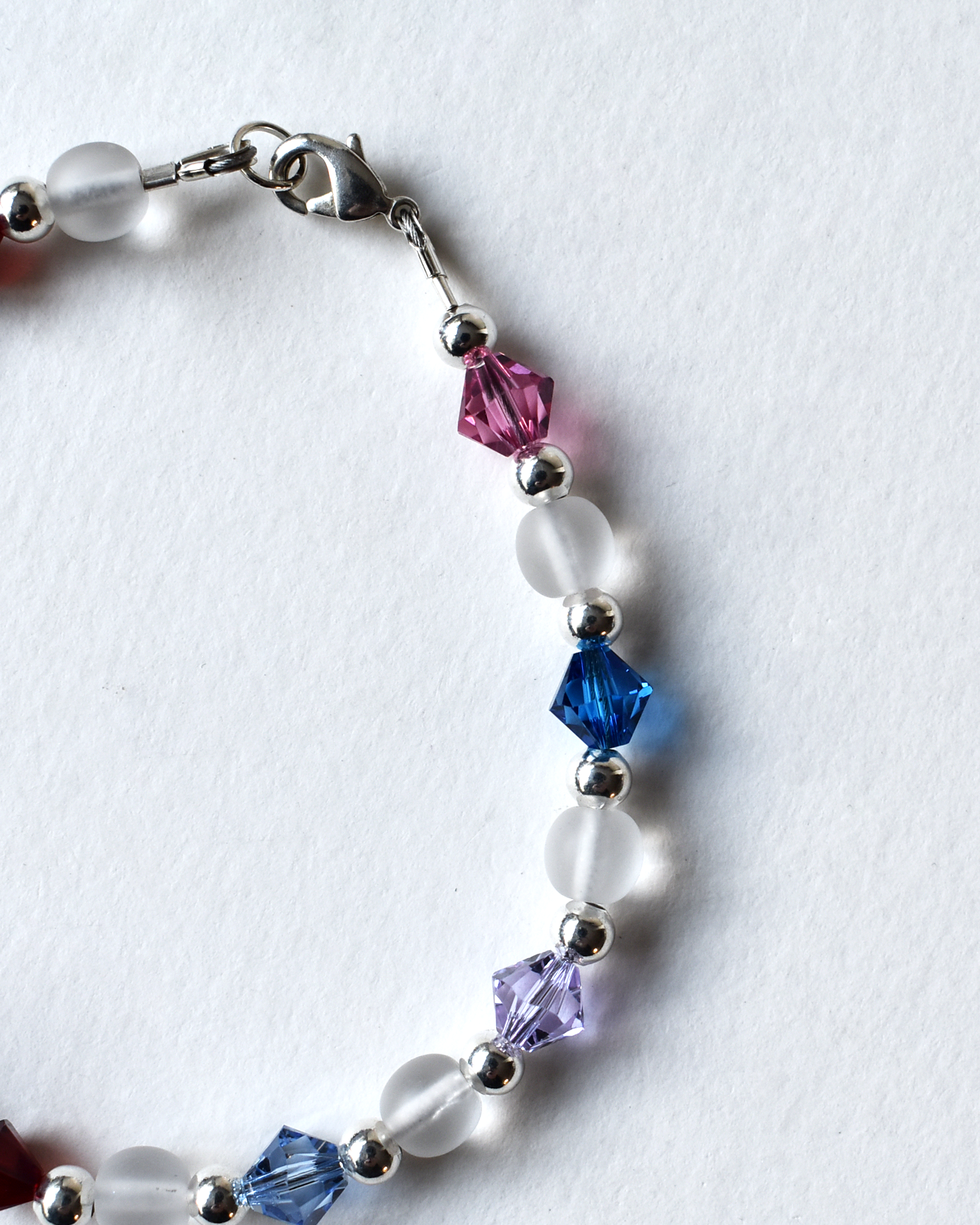 'Frosted Rainbow' Silver Beaded Bracelet