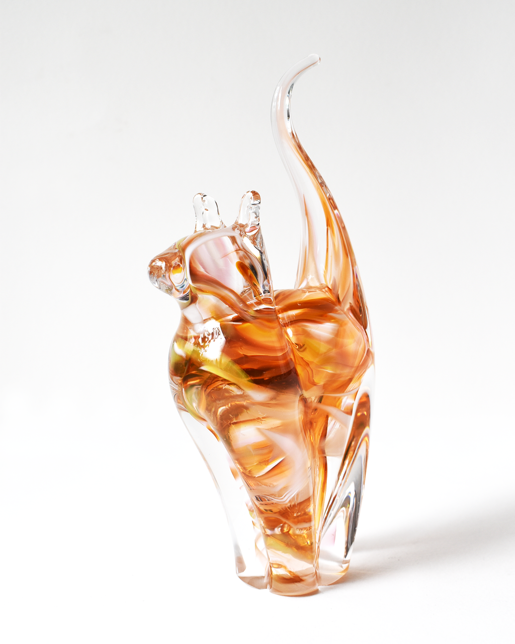 Orange & Peach Watercolour Glass Cat (M)