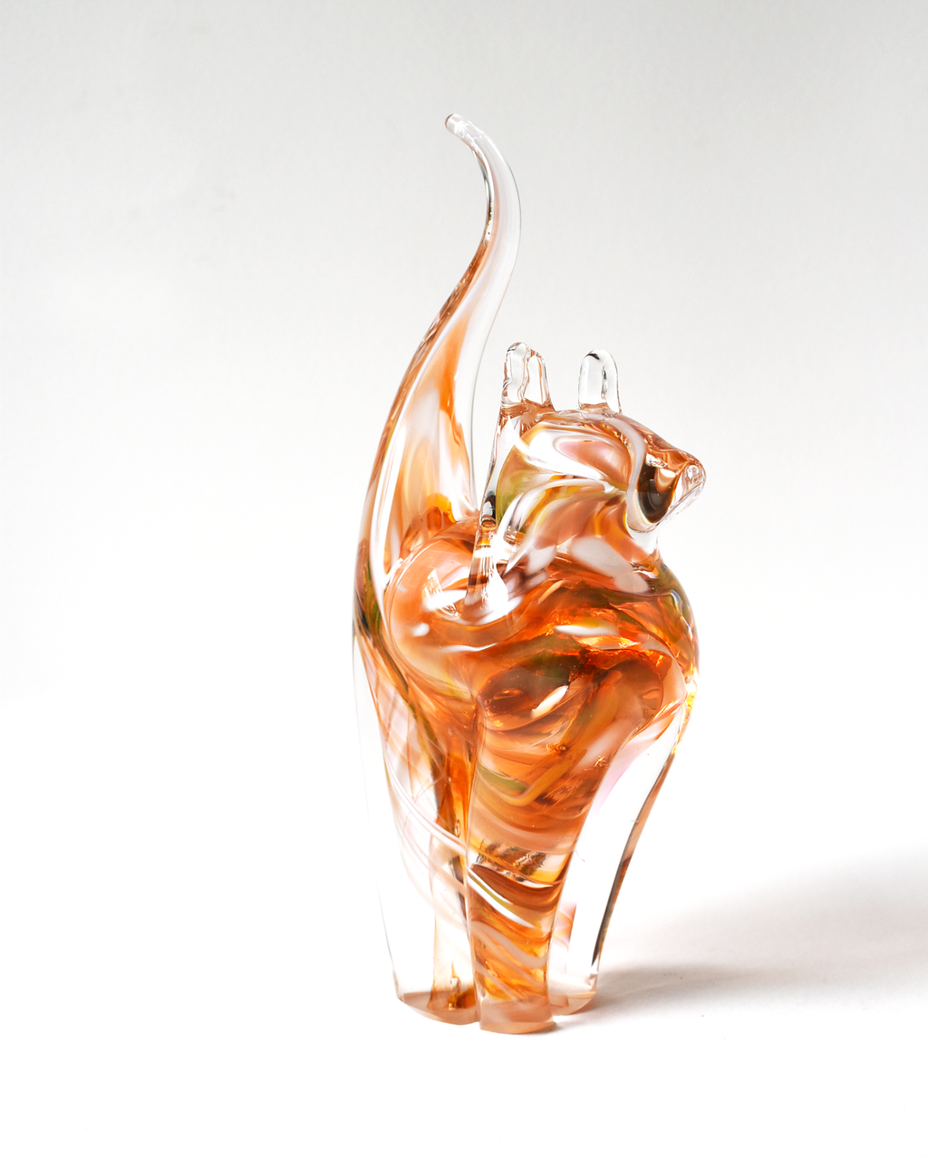 Orange & Peach Watercolour Glass Cat (M)