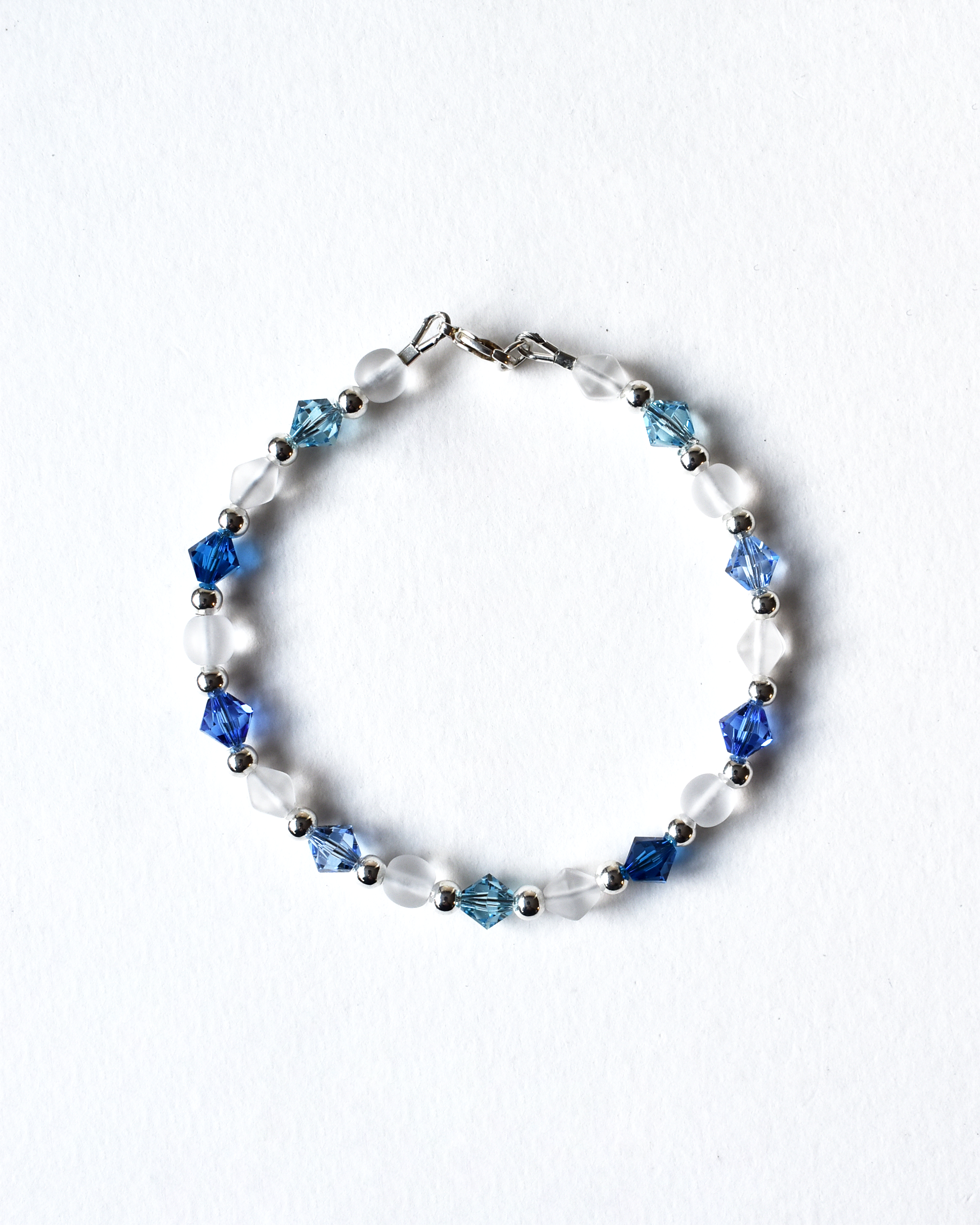 'Frosted Blues' Silver Beaded Bracelet