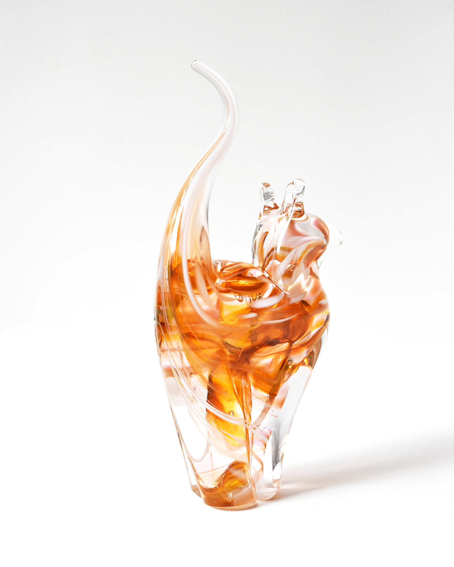 Orange & Peach Watercolour Glass Cat (M)