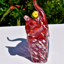 Load image into Gallery viewer, Red and White Spotted Glass Cat

