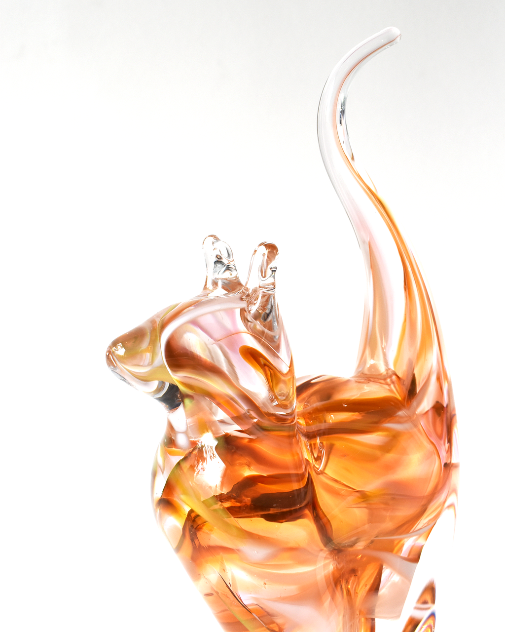 Orange & Peach Watercolour Glass Cat (M)