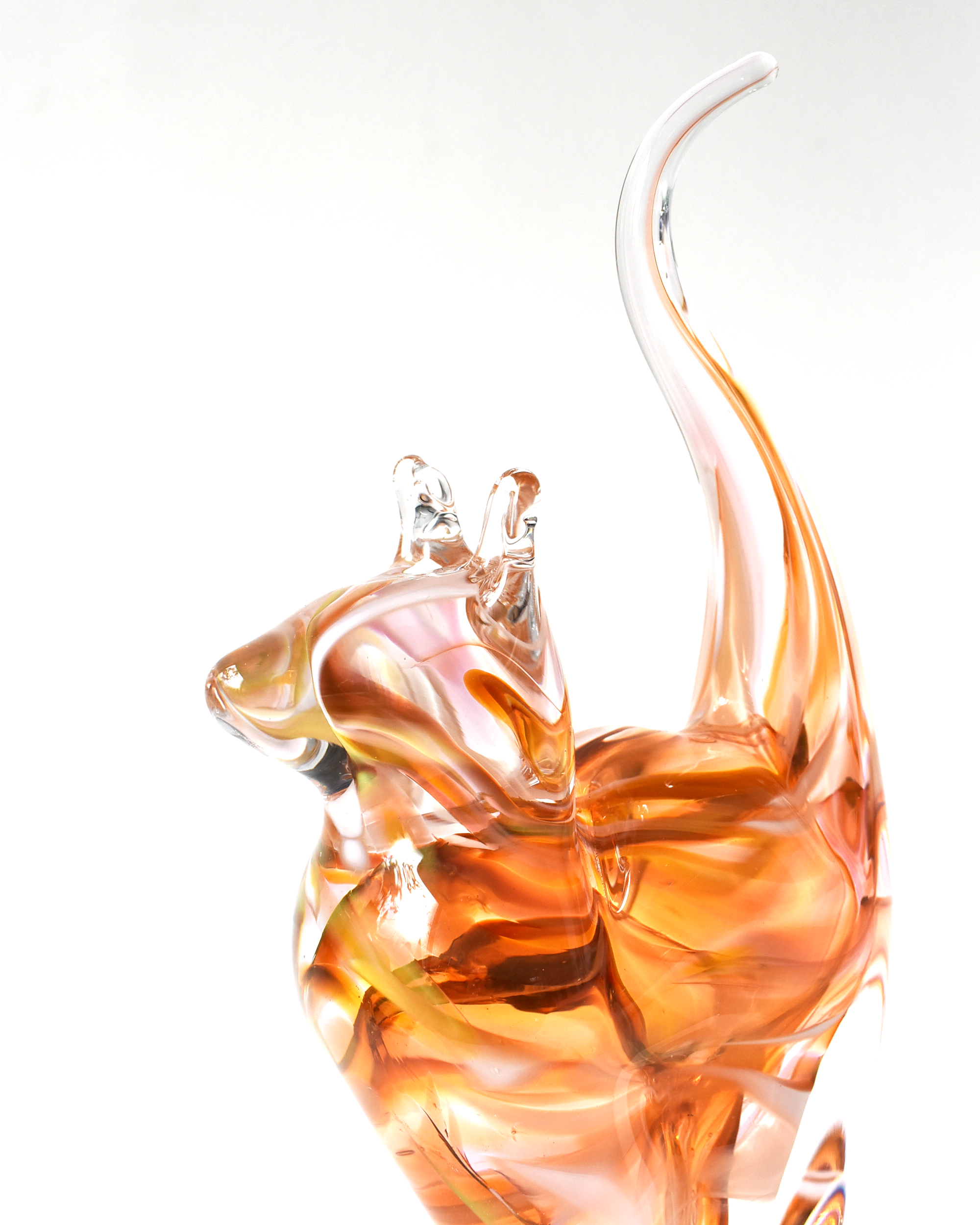 Orange & Peach Watercolour Glass Cat (M)