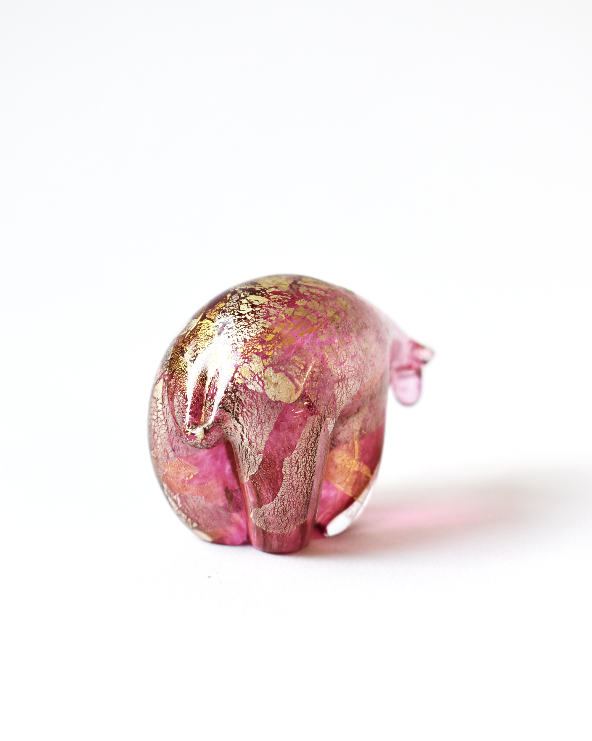 Cranberry Pink Gold & Silver Leaf Polar Bear