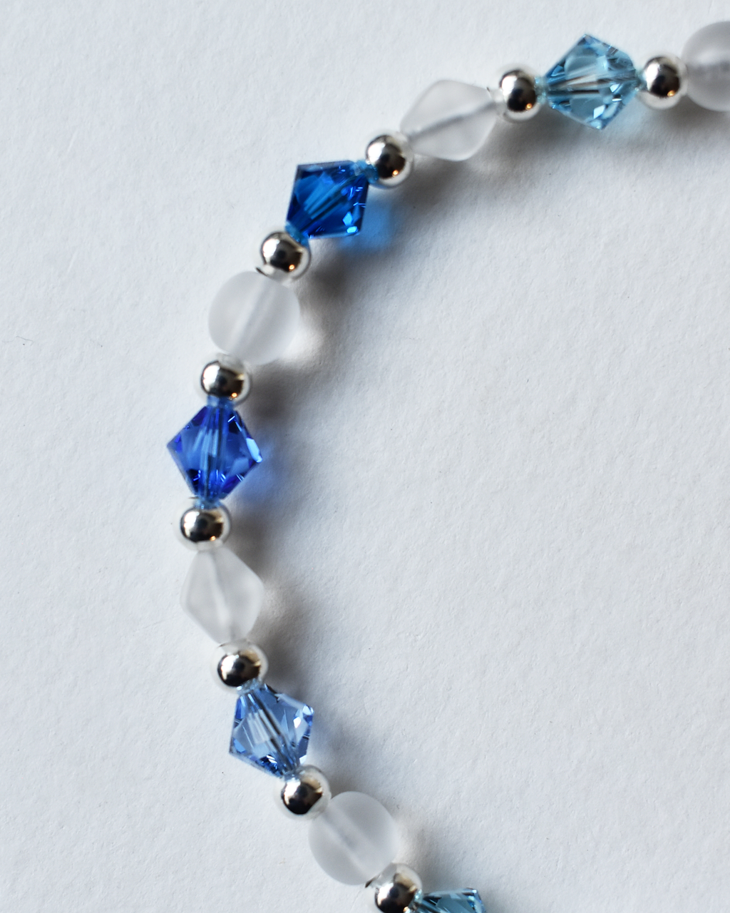 'Frosted Blues' Silver Beaded Bracelet
