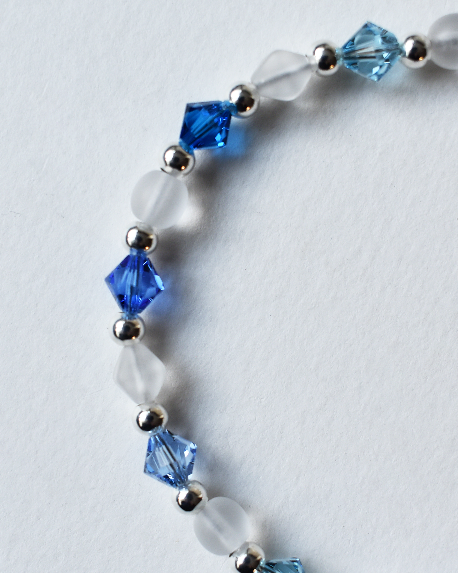 'Frosted Blues' Silver Beaded Bracelet