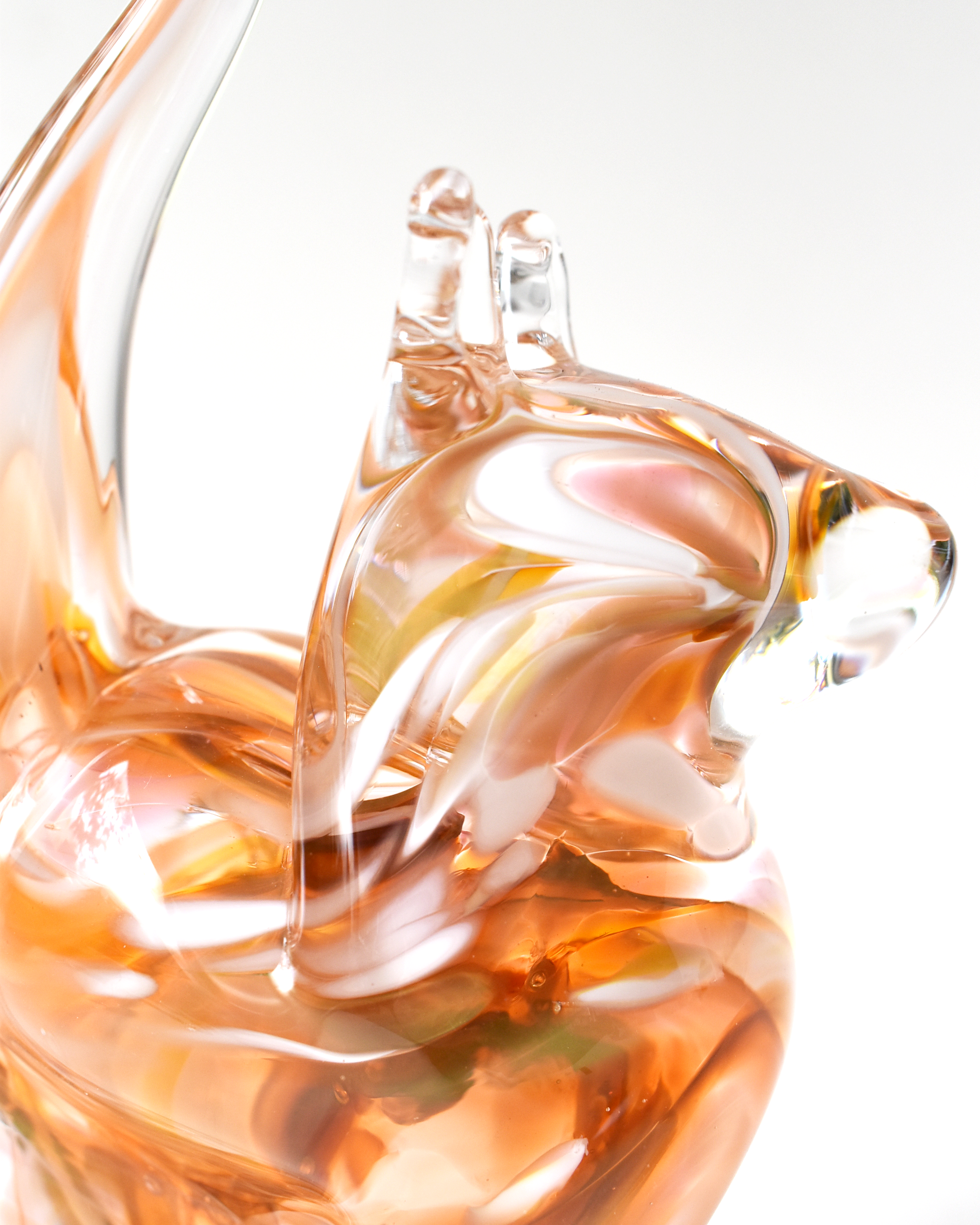 Orange & Peach Watercolour Glass Cat (M)