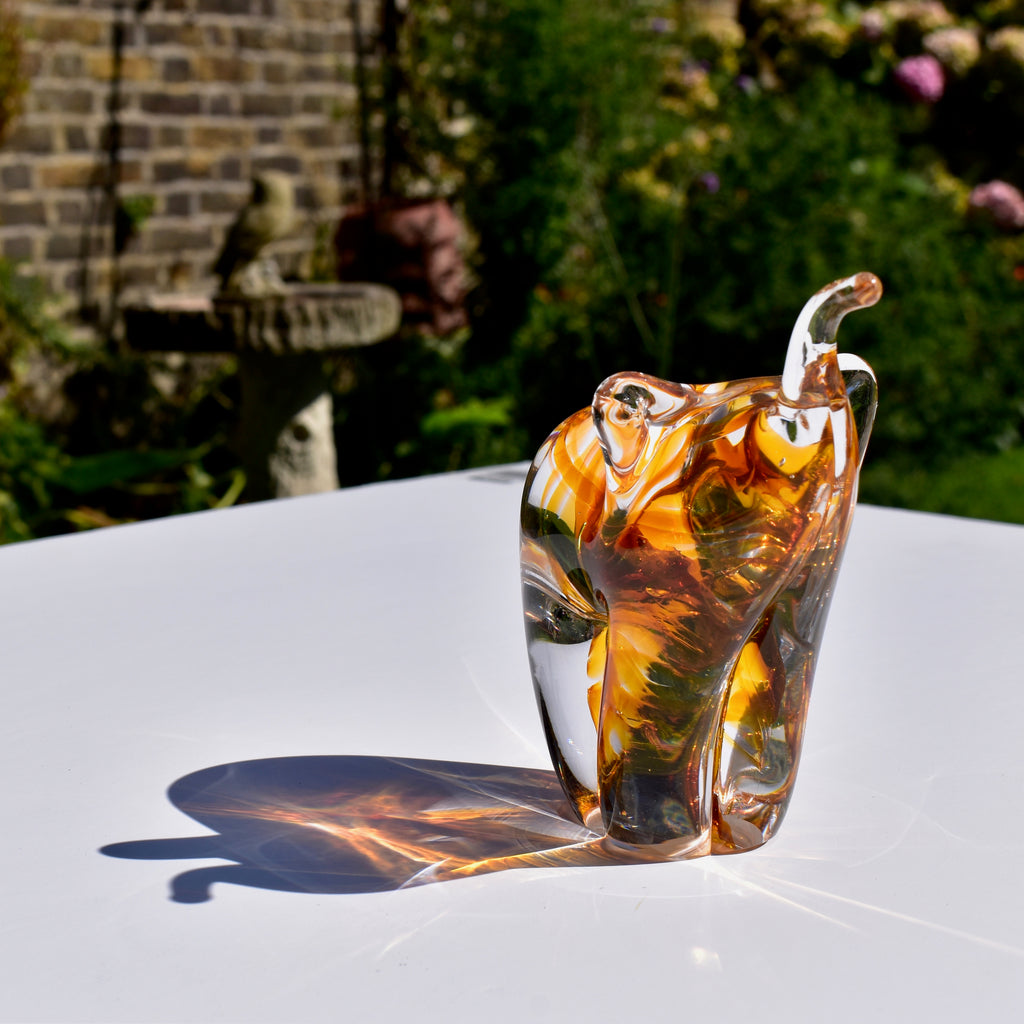 Amber Twist Glass Elephant - Corley Studio Shop