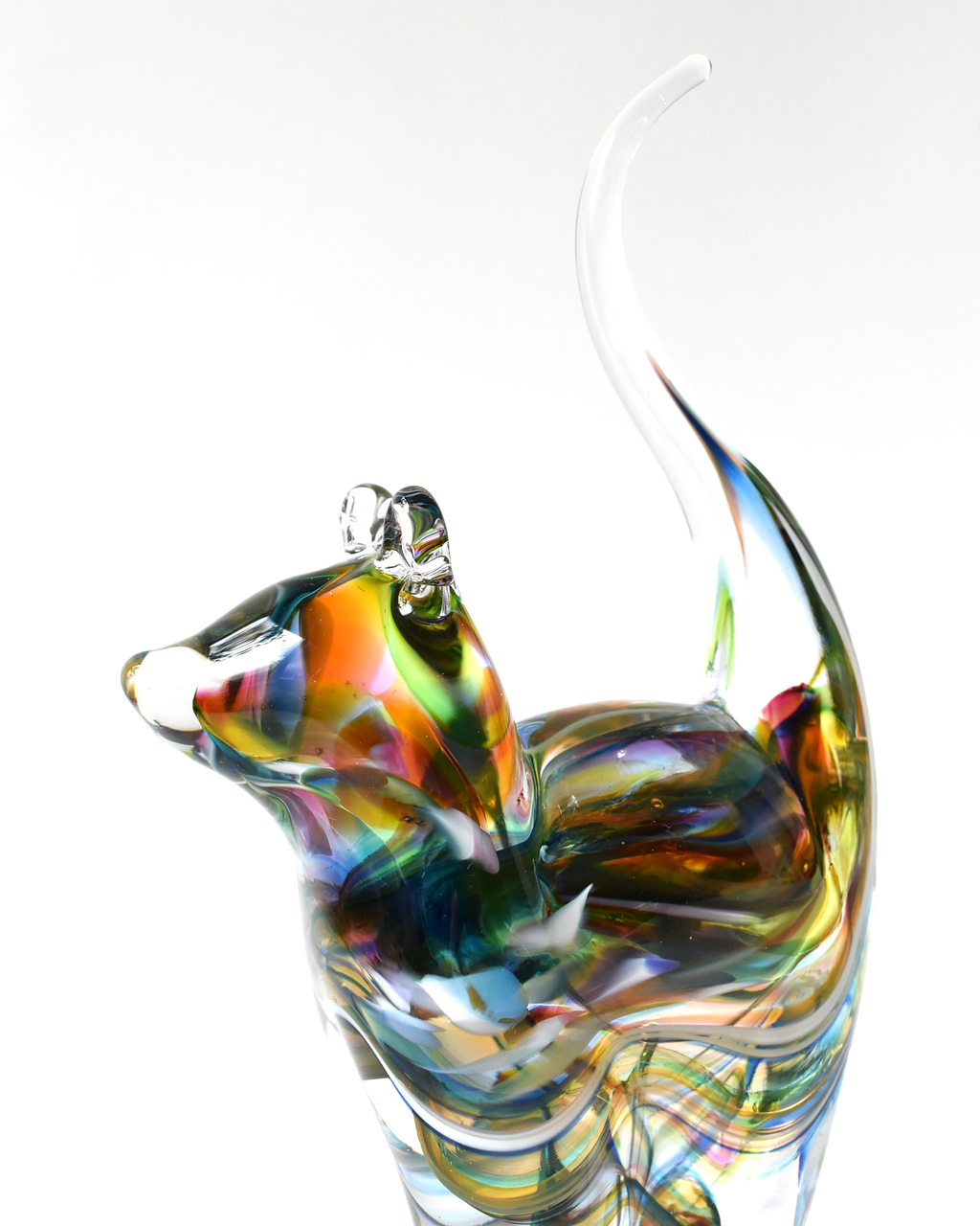 Multicoloured Watercolour Glass Cat (M)