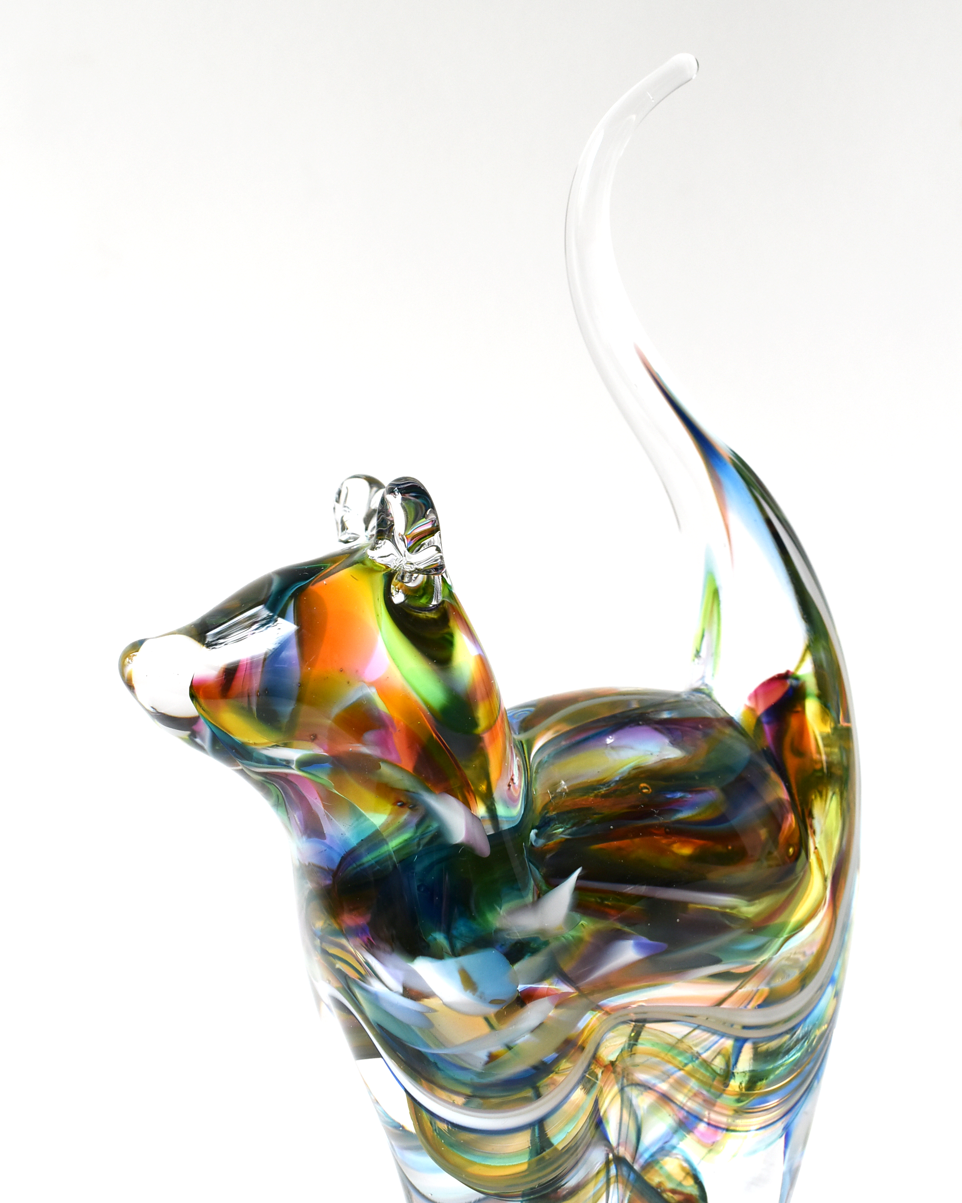 Multicoloured Watercolour Glass Cat (M)