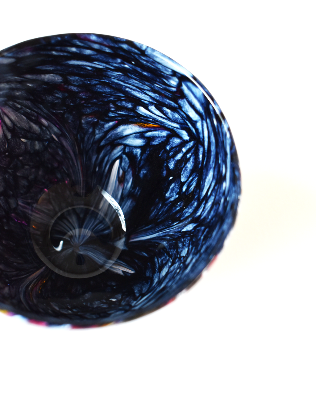 Black & Burgundy Ripple Blown Glass Bowl