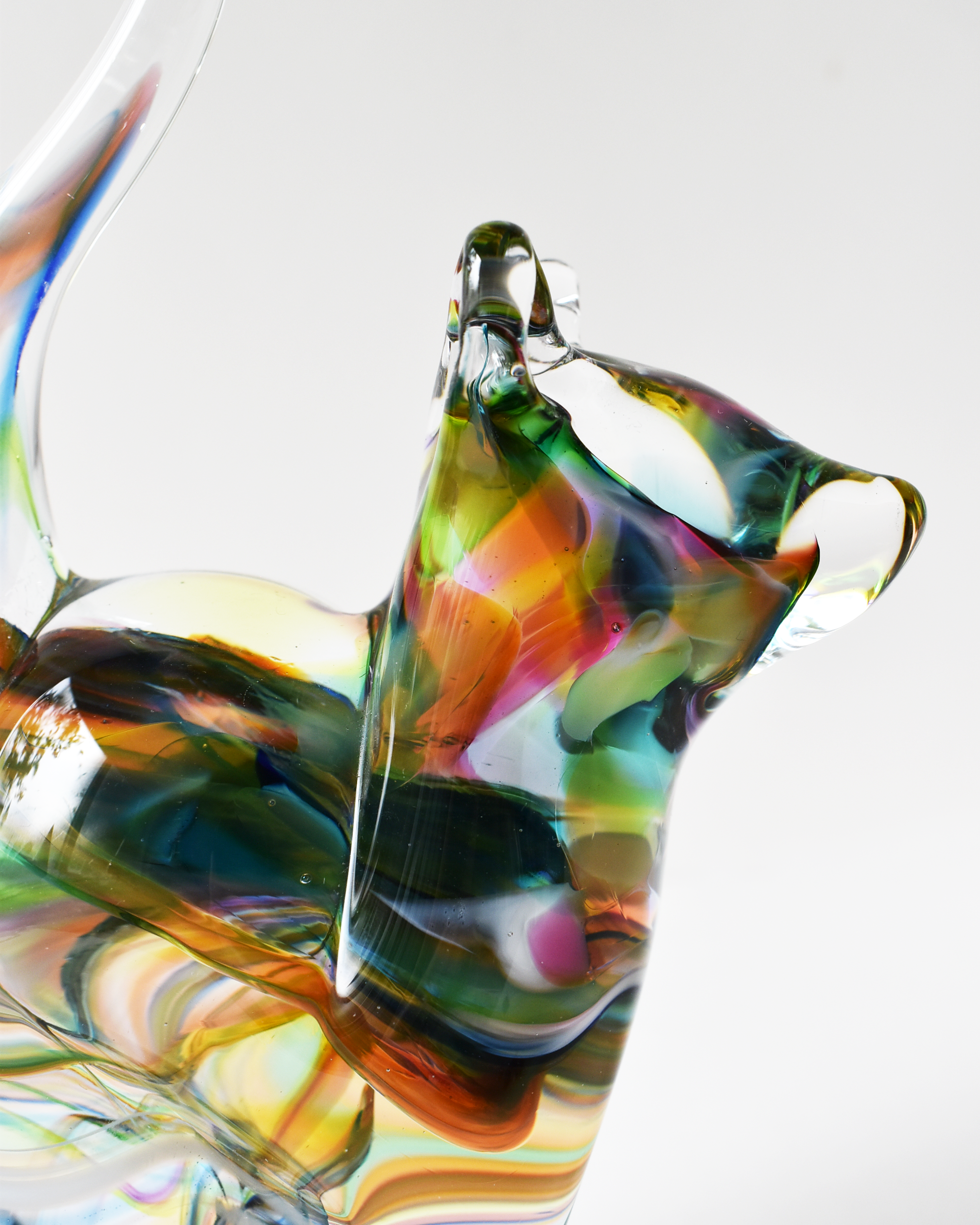 Multicoloured Watercolour Glass Cat (M)