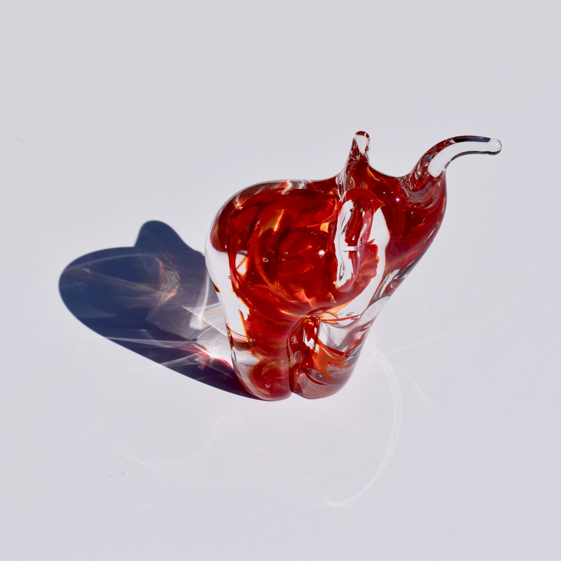 Streaky Red Glass Elephant - Corley Studio Shop