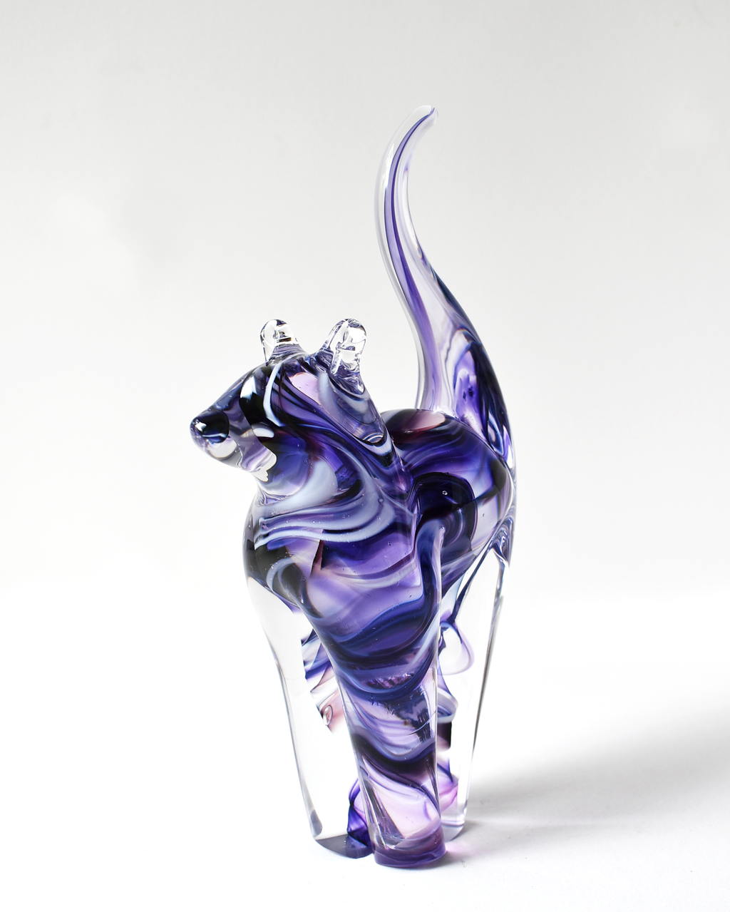 Purple Watercolour Glass Cat (M)