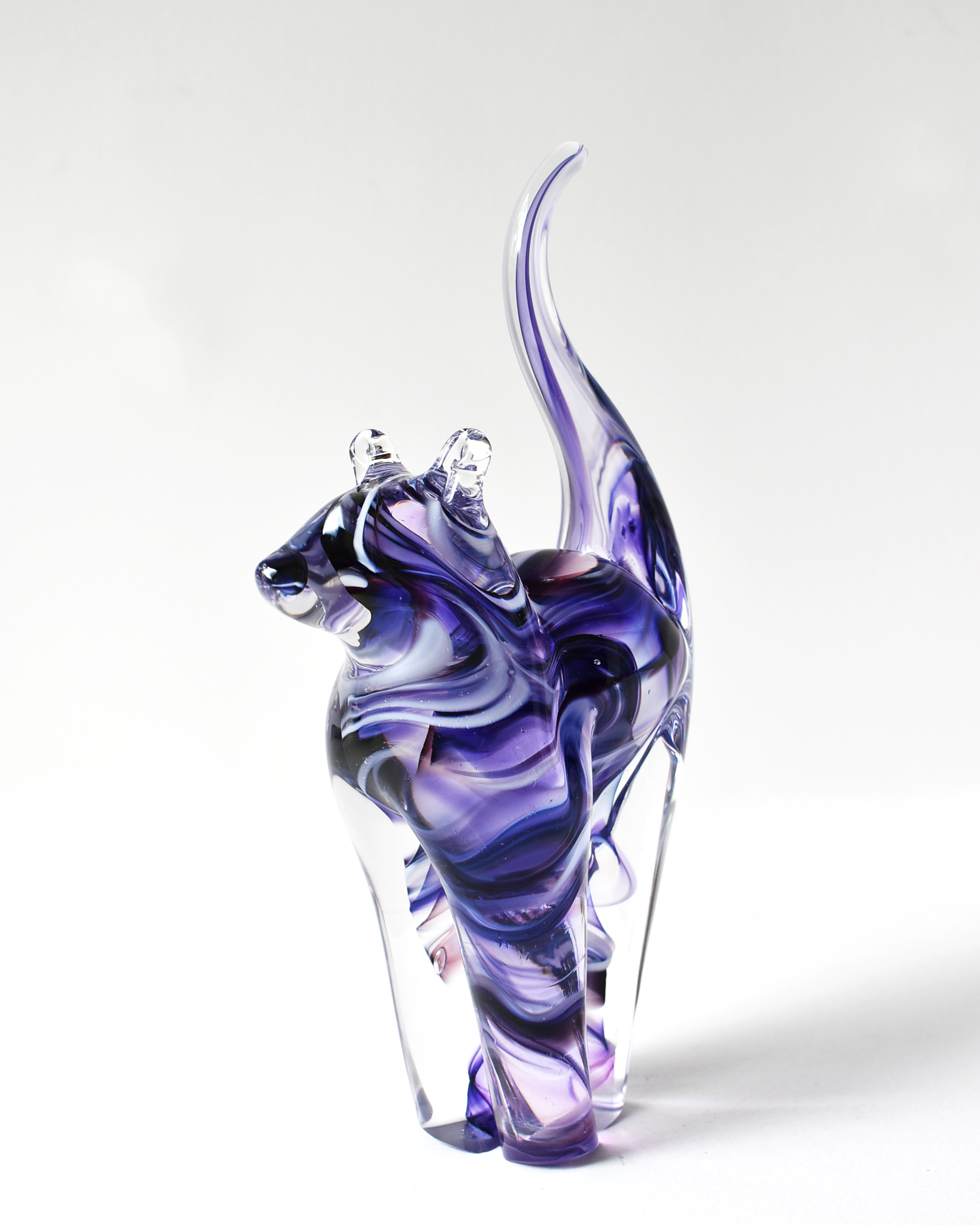 Purple Watercolour Glass Cat (M)