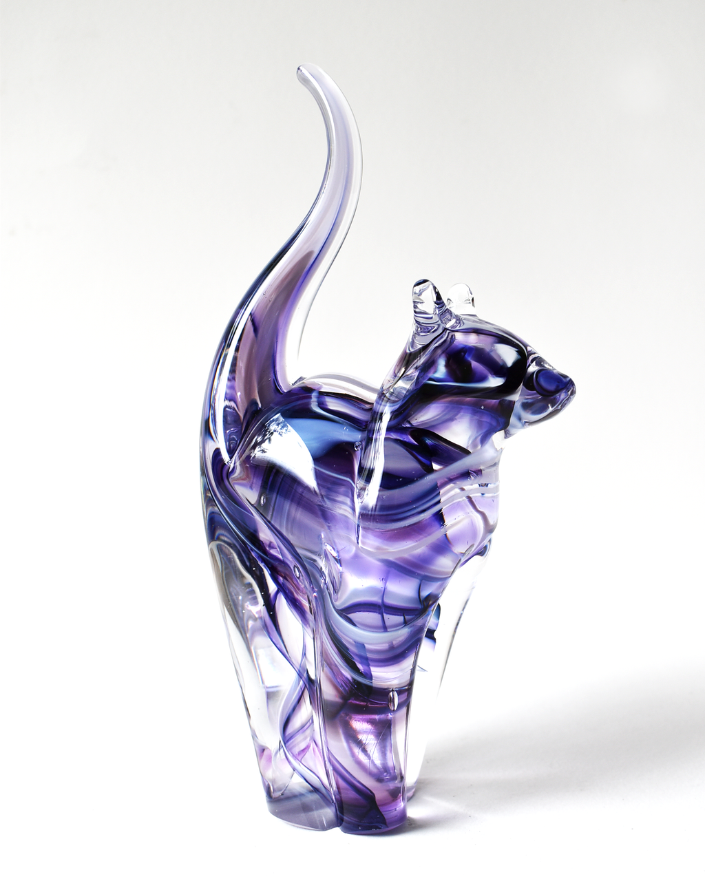 Purple Watercolour Glass Cat (M)