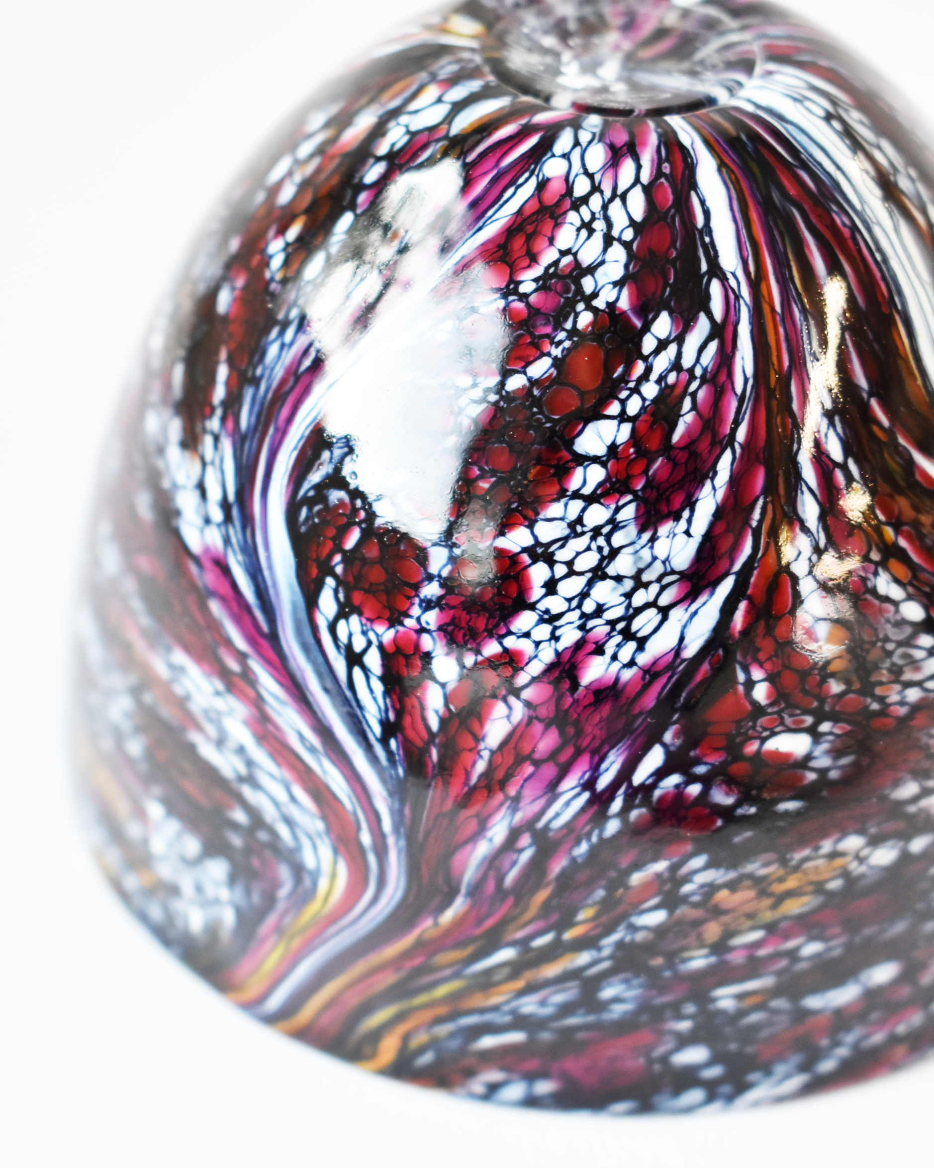 Black & Burgundy Ripple Blown Glass Bowl