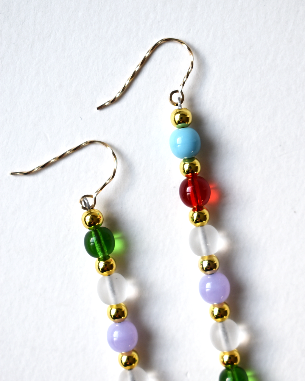 Gold-Twist Multicoloured Long Drop Earrings